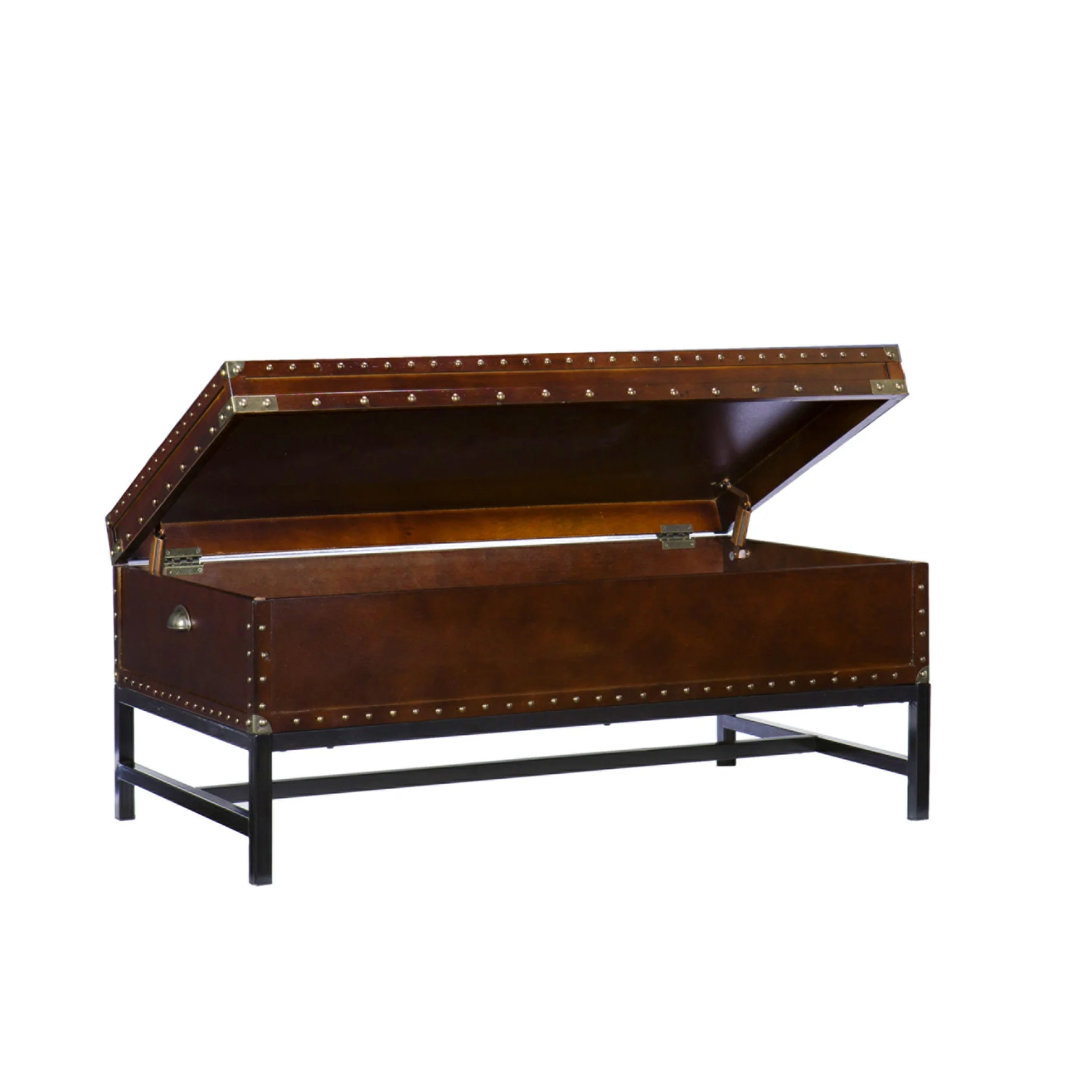 42" Brown Manufactured Wood And Metal Rectangular Coffee Table By Homeroots - Image 4