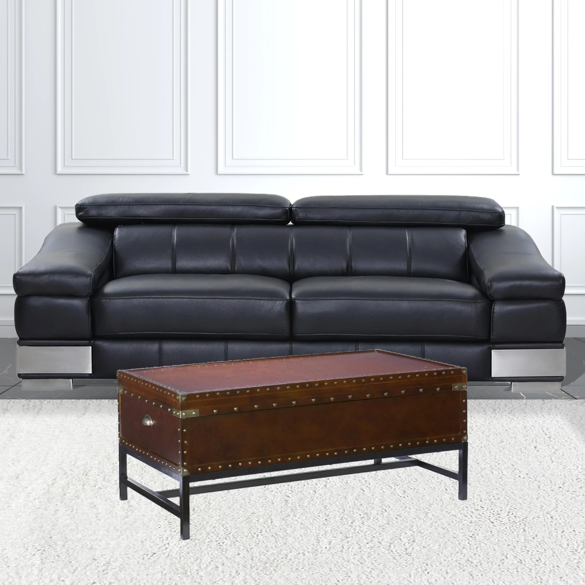 42" Brown Manufactured Wood And Metal Rectangular Coffee Table By Homeroots - Image 5
