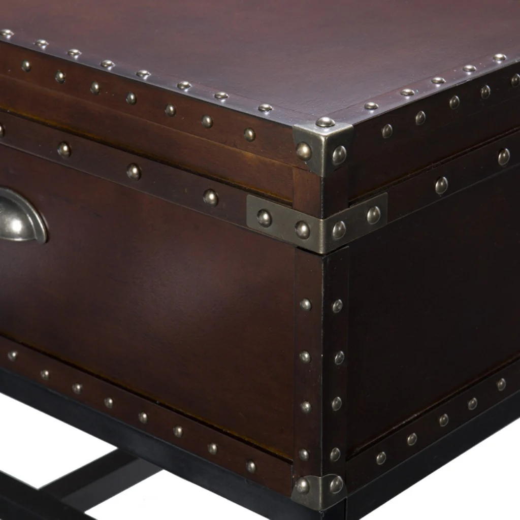 42" Brown Manufactured Wood And Metal Rectangular Coffee Table By Homeroots - Image 7