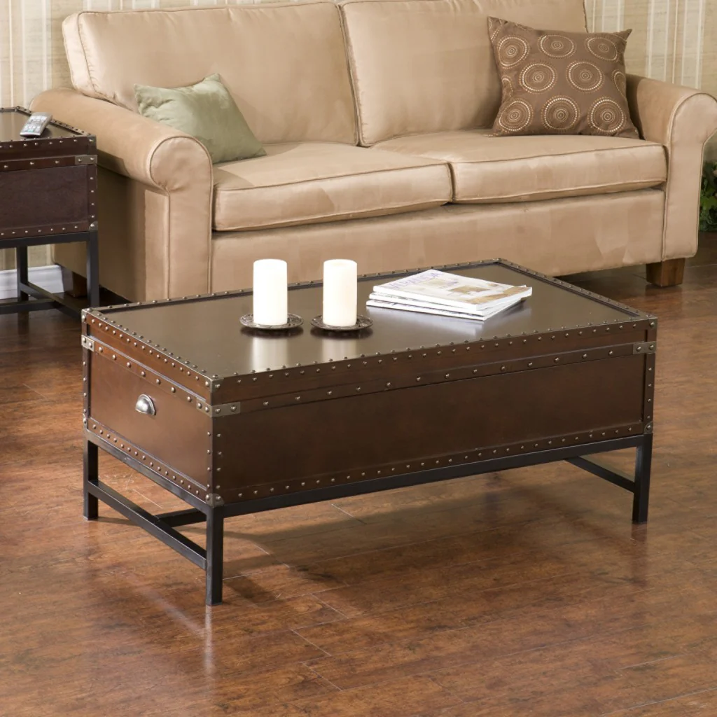 42" Brown Manufactured Wood And Metal Rectangular Coffee Table By Homeroots - Image 8
