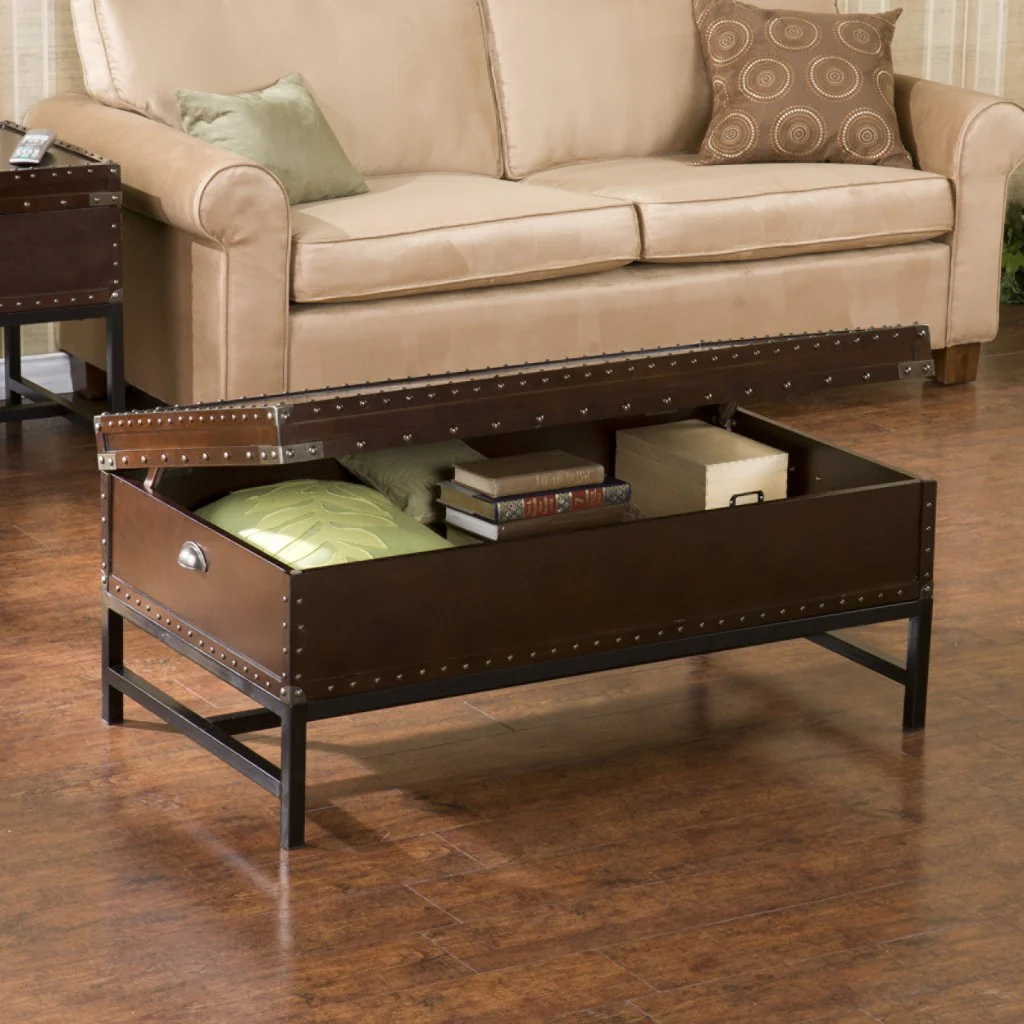 42" Brown Manufactured Wood And Metal Rectangular Coffee Table By Homeroots - Image 9
