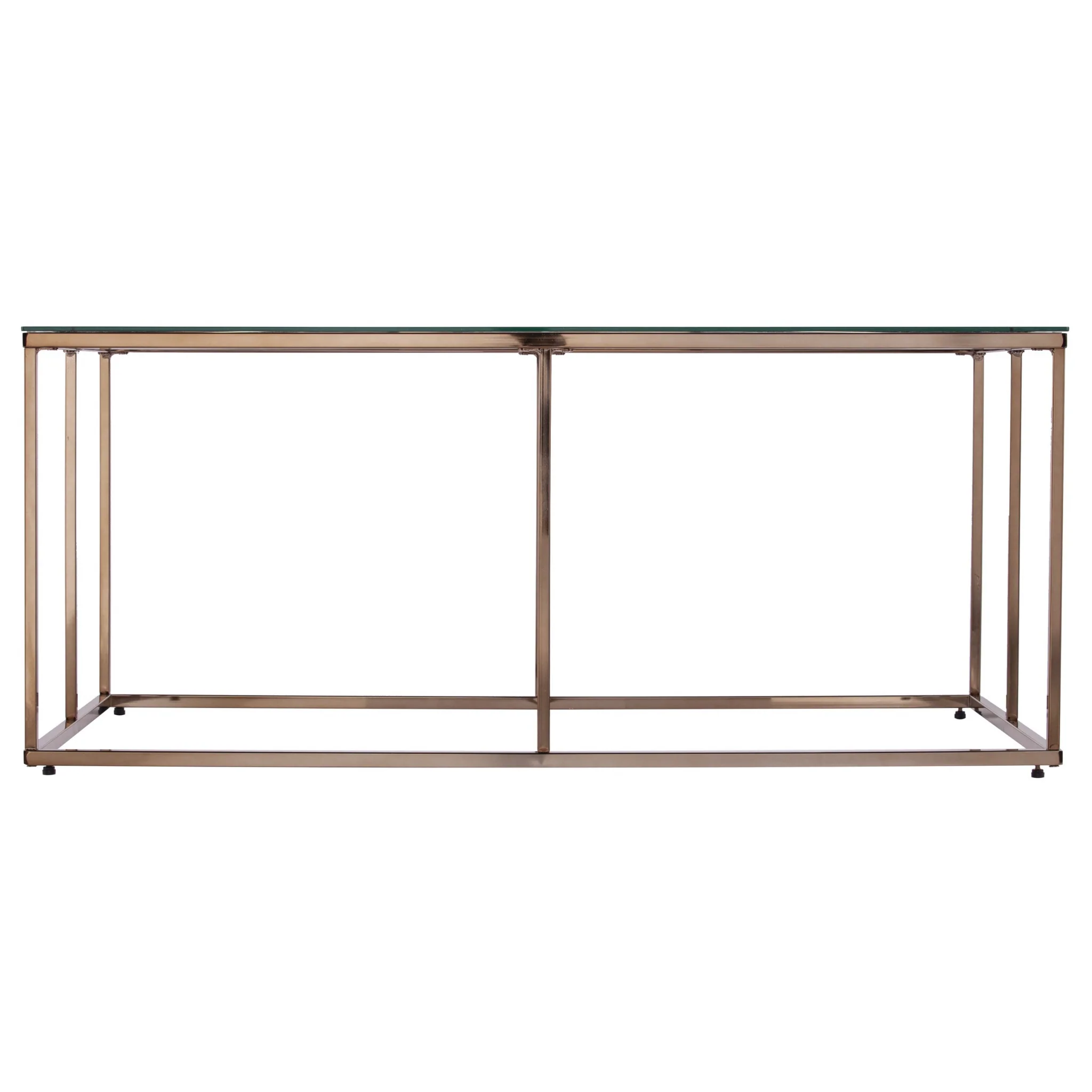 42" Champagne Glass And Metal Geometric Coffee Table By Homeroots - Image 2