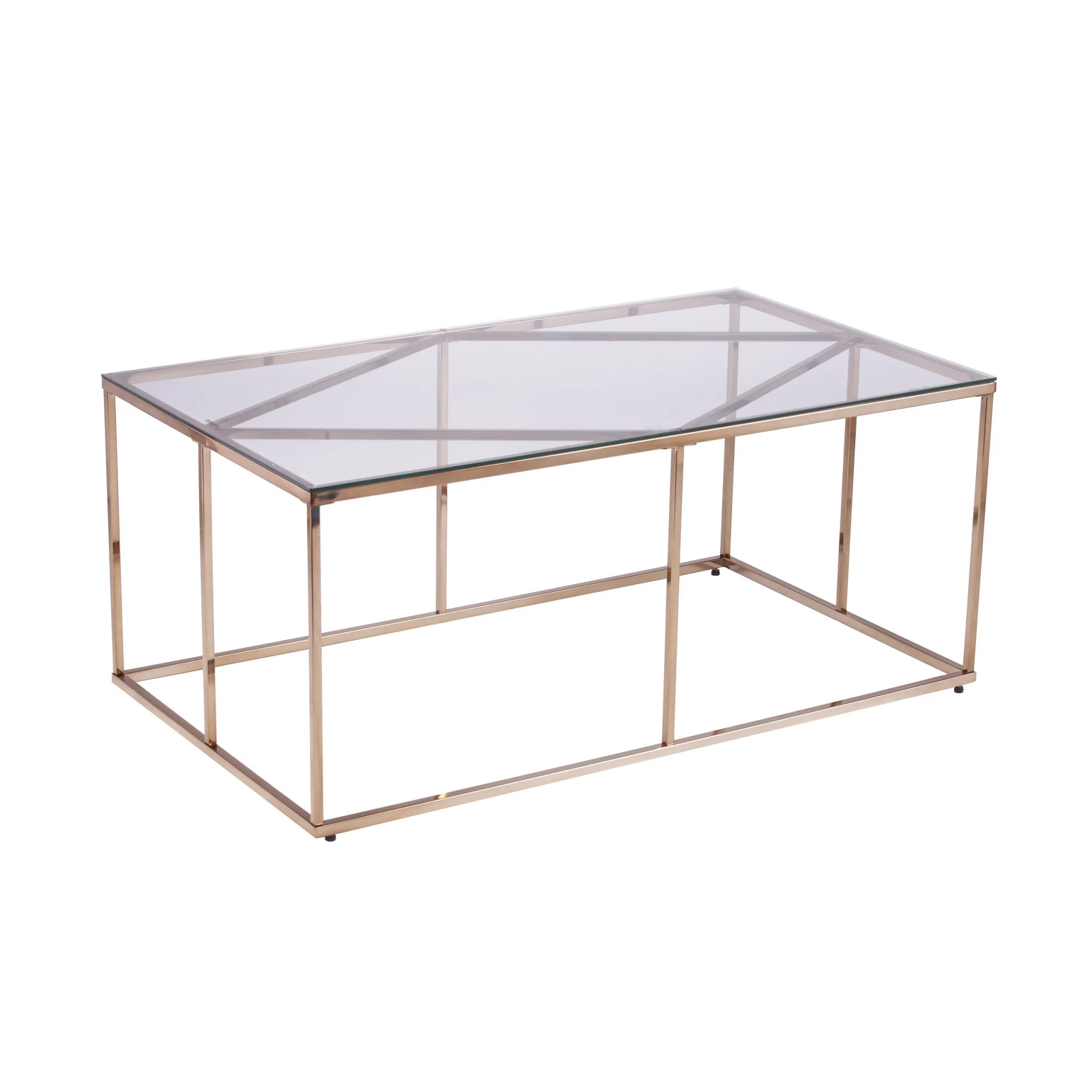 42" Champagne Glass And Metal Geometric Coffee Table By Homeroots - Image 3