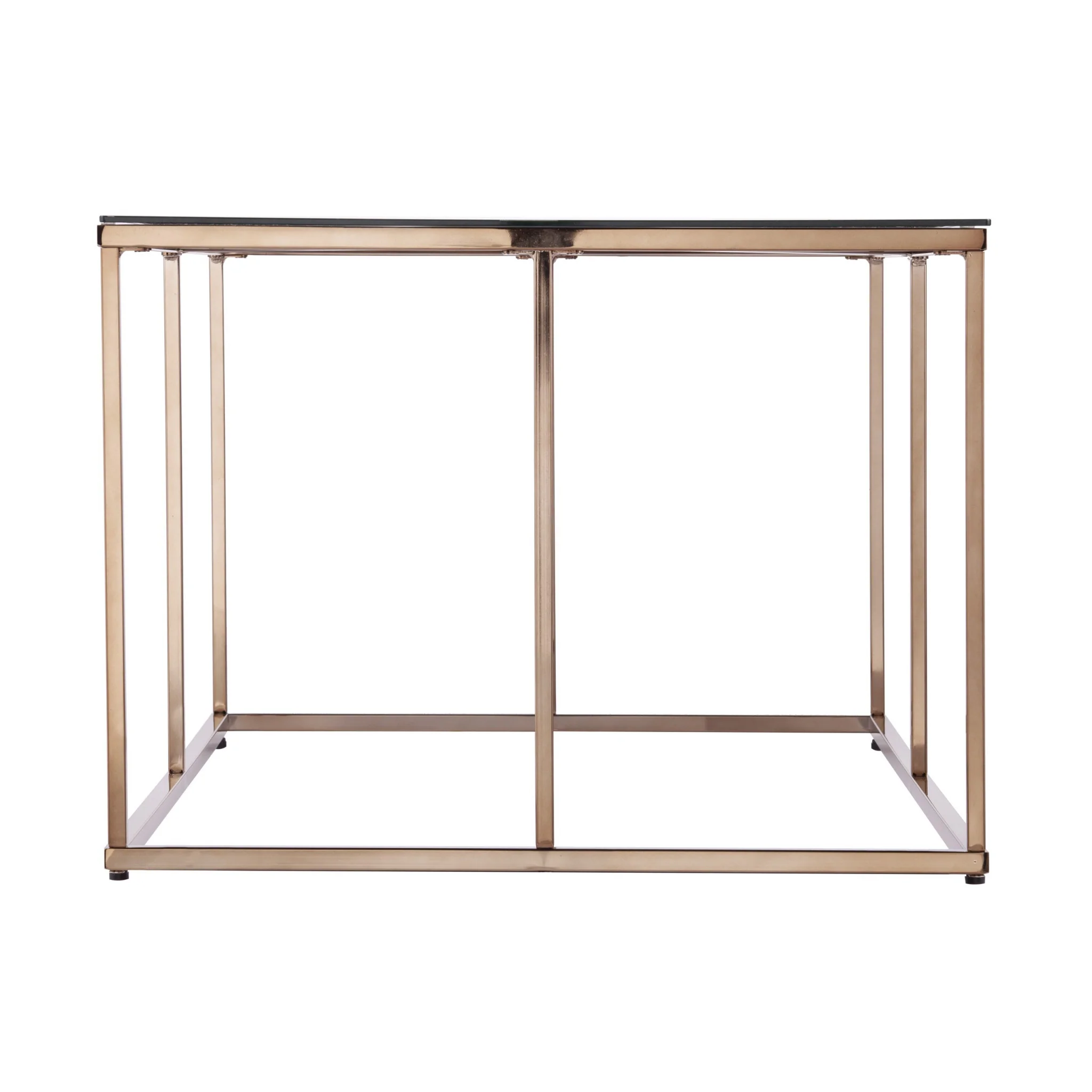 42" Champagne Glass And Metal Geometric Coffee Table By Homeroots - Image 4