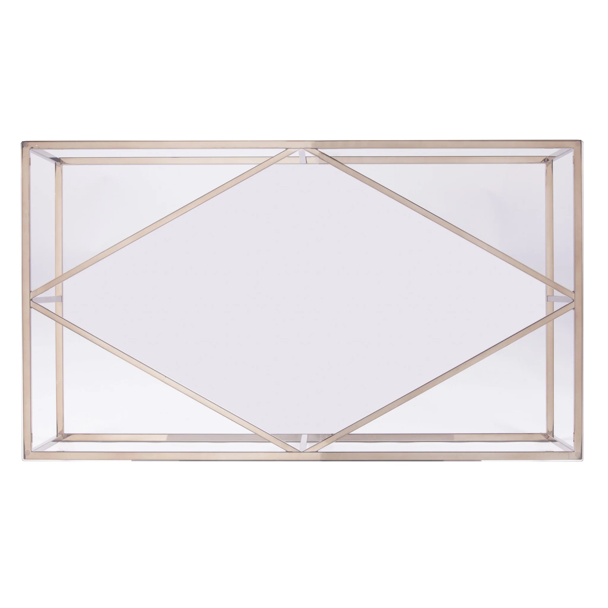 42" Champagne Glass And Metal Geometric Coffee Table By Homeroots - Image 5