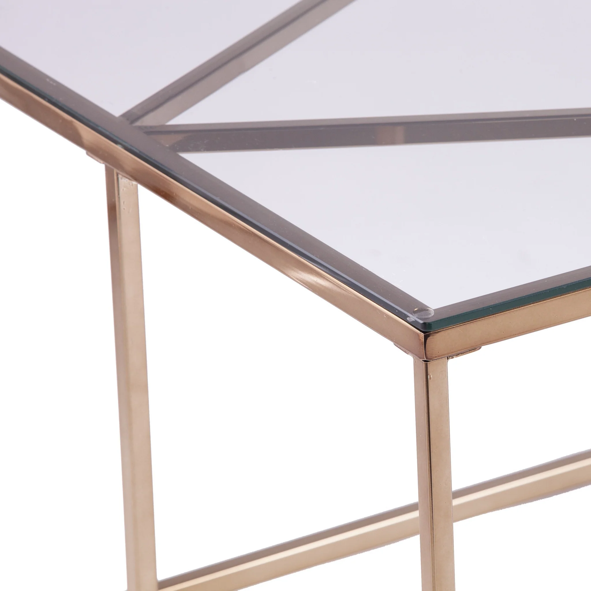 42" Champagne Glass And Metal Geometric Coffee Table By Homeroots - Image 6