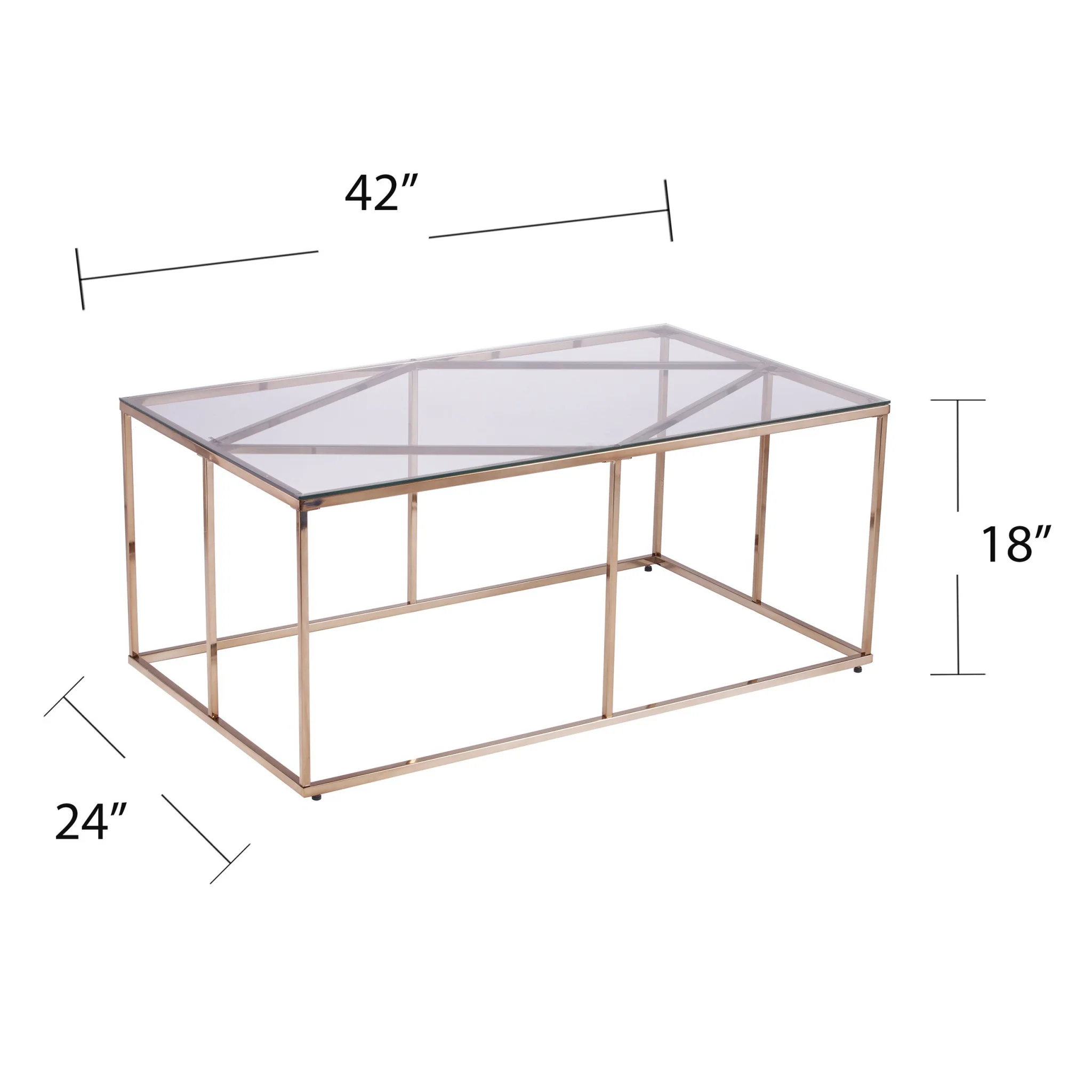 42" Champagne Glass And Metal Geometric Coffee Table By Homeroots - Image 7