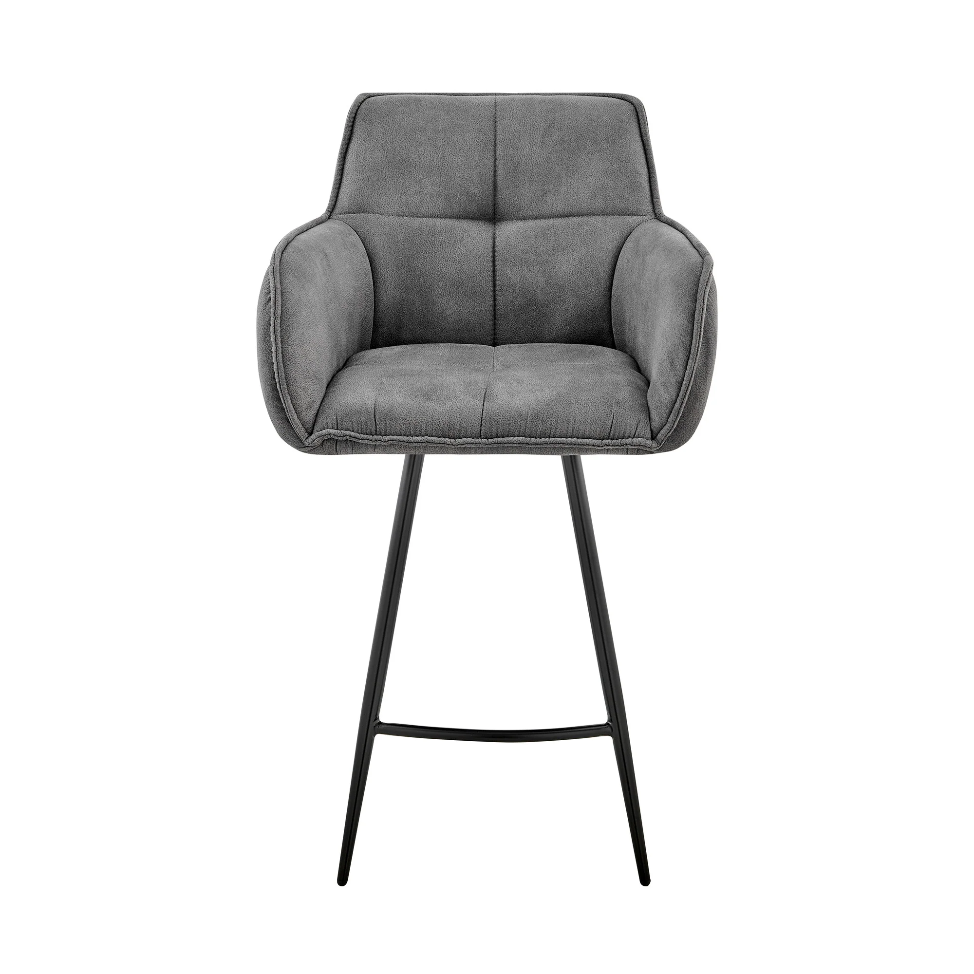 42" Charcoal Gray Microfiber Iron Bar Height Chair By Homeroots - Image 2
