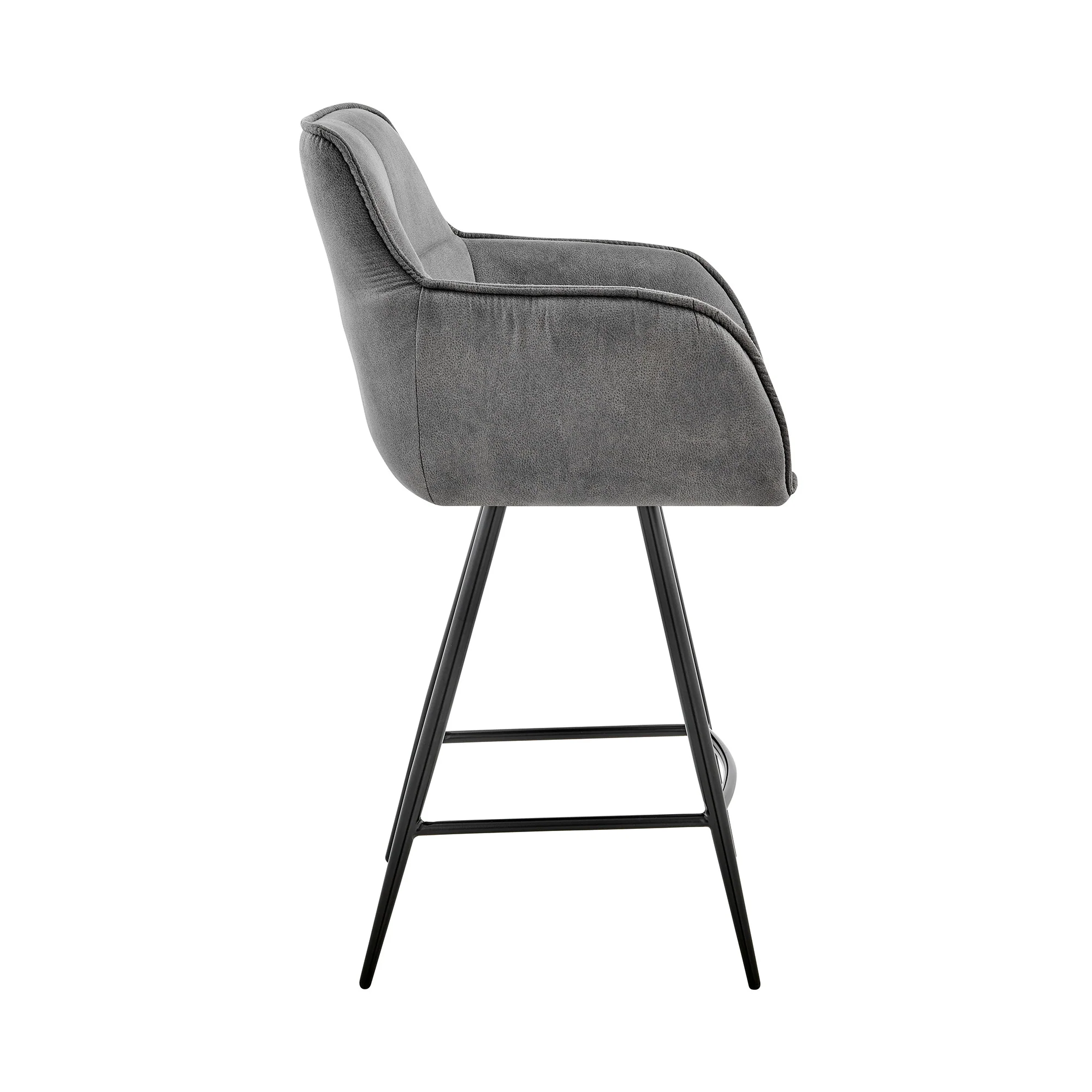42" Charcoal Gray Microfiber Iron Bar Height Chair By Homeroots - Image 3