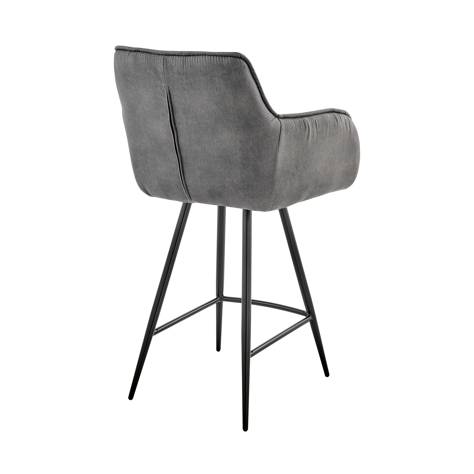 42" Charcoal Gray Microfiber Iron Bar Height Chair By Homeroots - Image 4