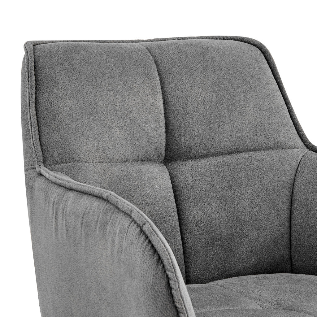 42" Charcoal Gray Microfiber Iron Bar Height Chair By Homeroots - Image 7