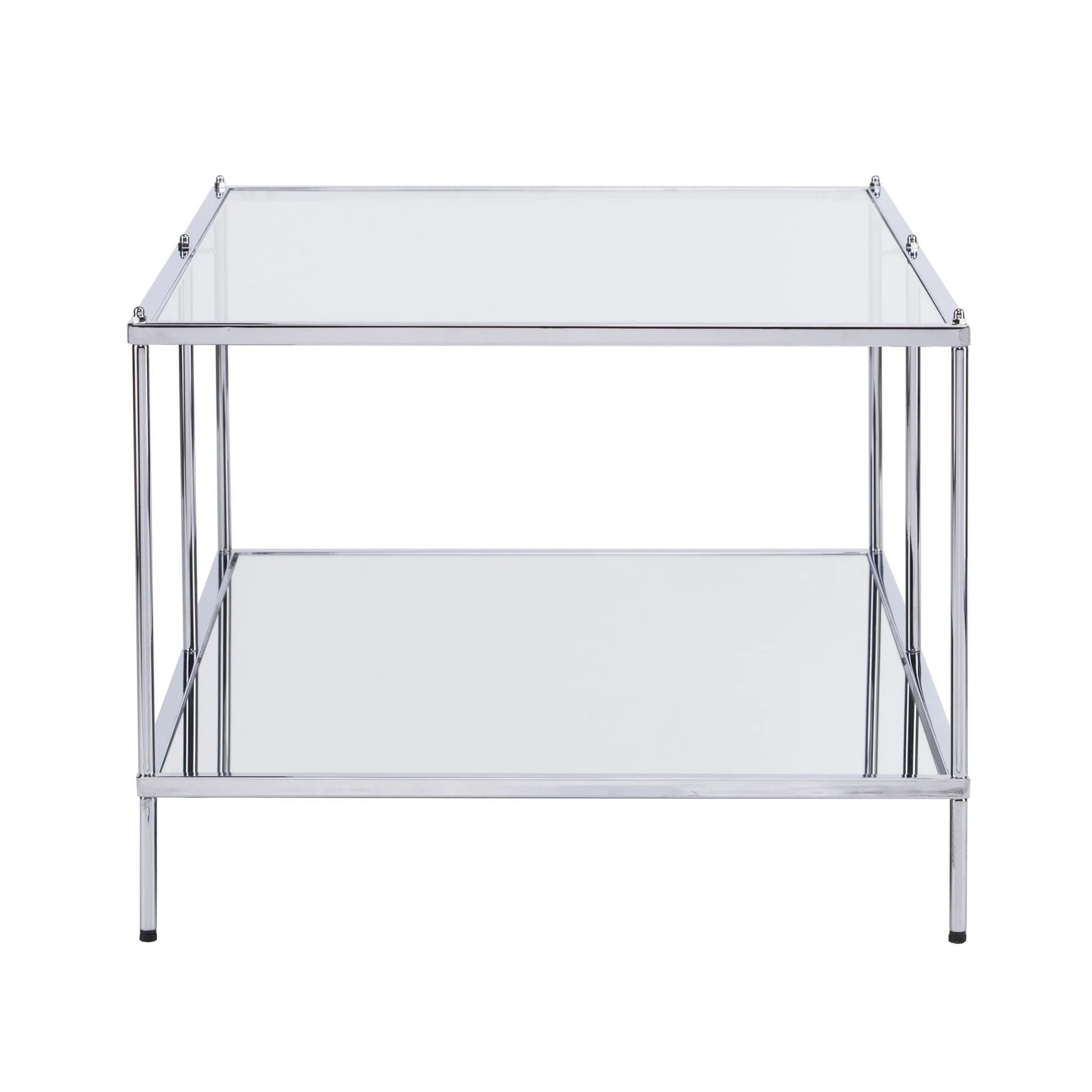 42" Chrome Glass And Metal Rectangular Mirrored Coffee Table By Homeroots - Image 3