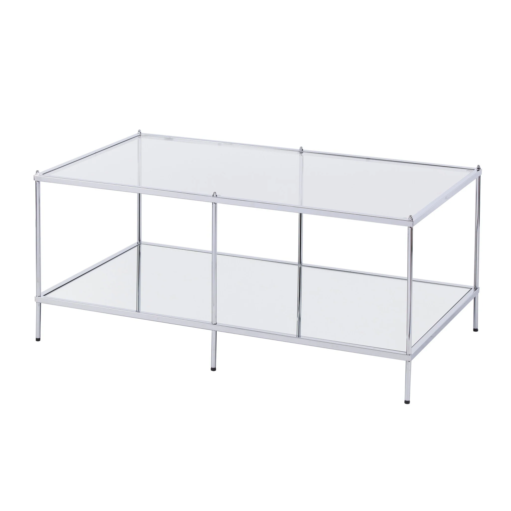 42" Chrome Glass And Metal Rectangular Mirrored Coffee Table By Homeroots - Image 5