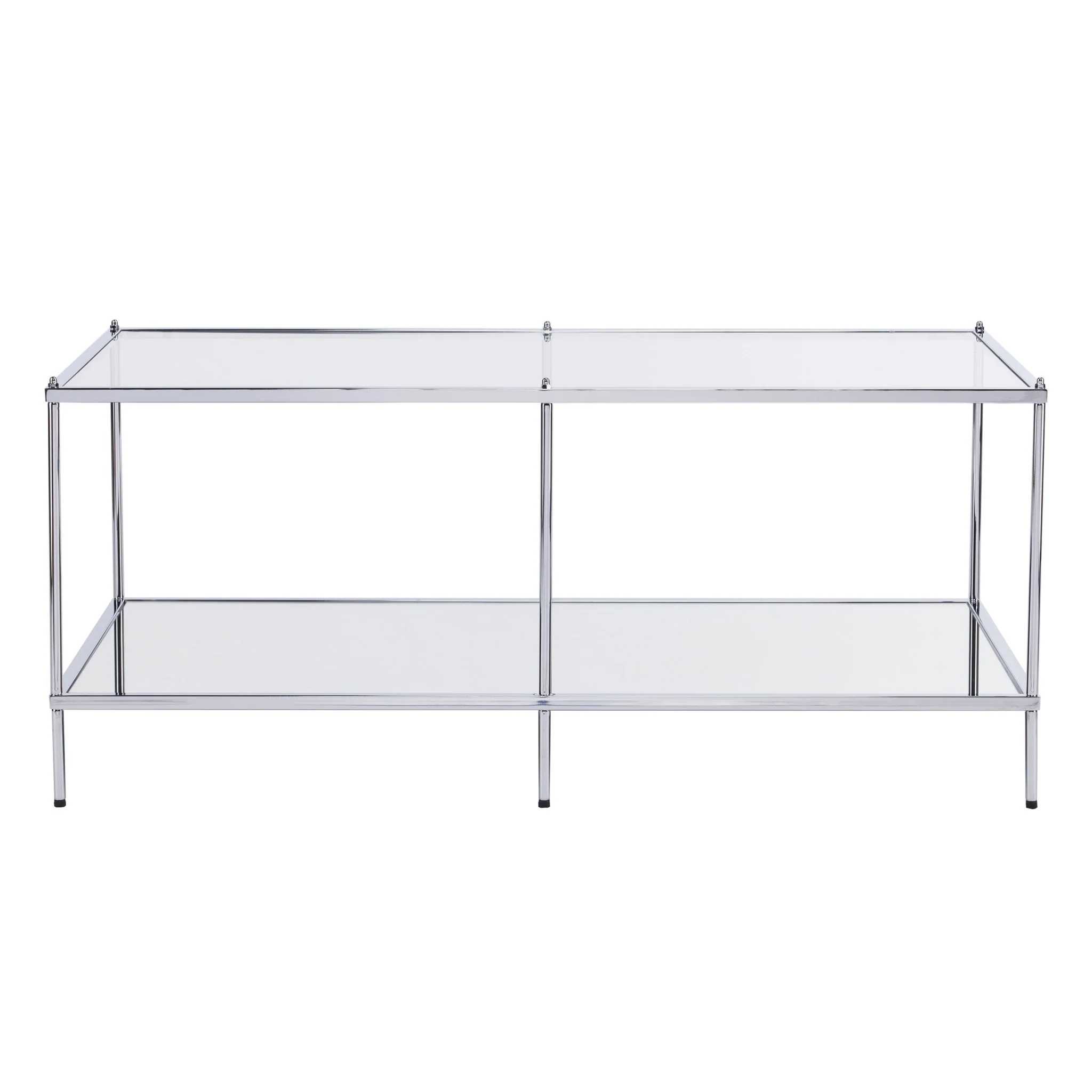 42" Chrome Glass And Metal Rectangular Mirrored Coffee Table By Homeroots - Image 7