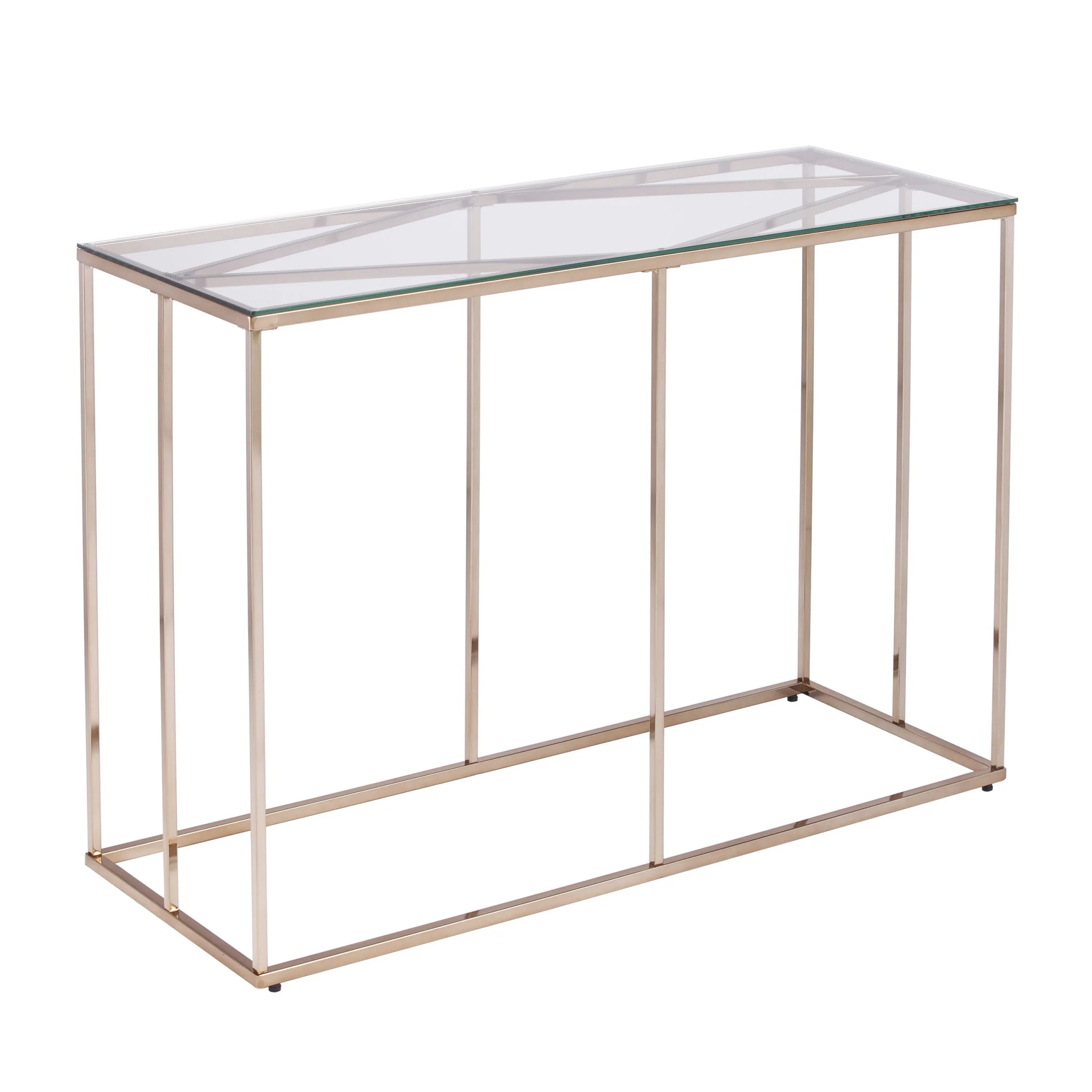 42" Clear and Gold Glass Frame Console Table By Homeroots - Image 4