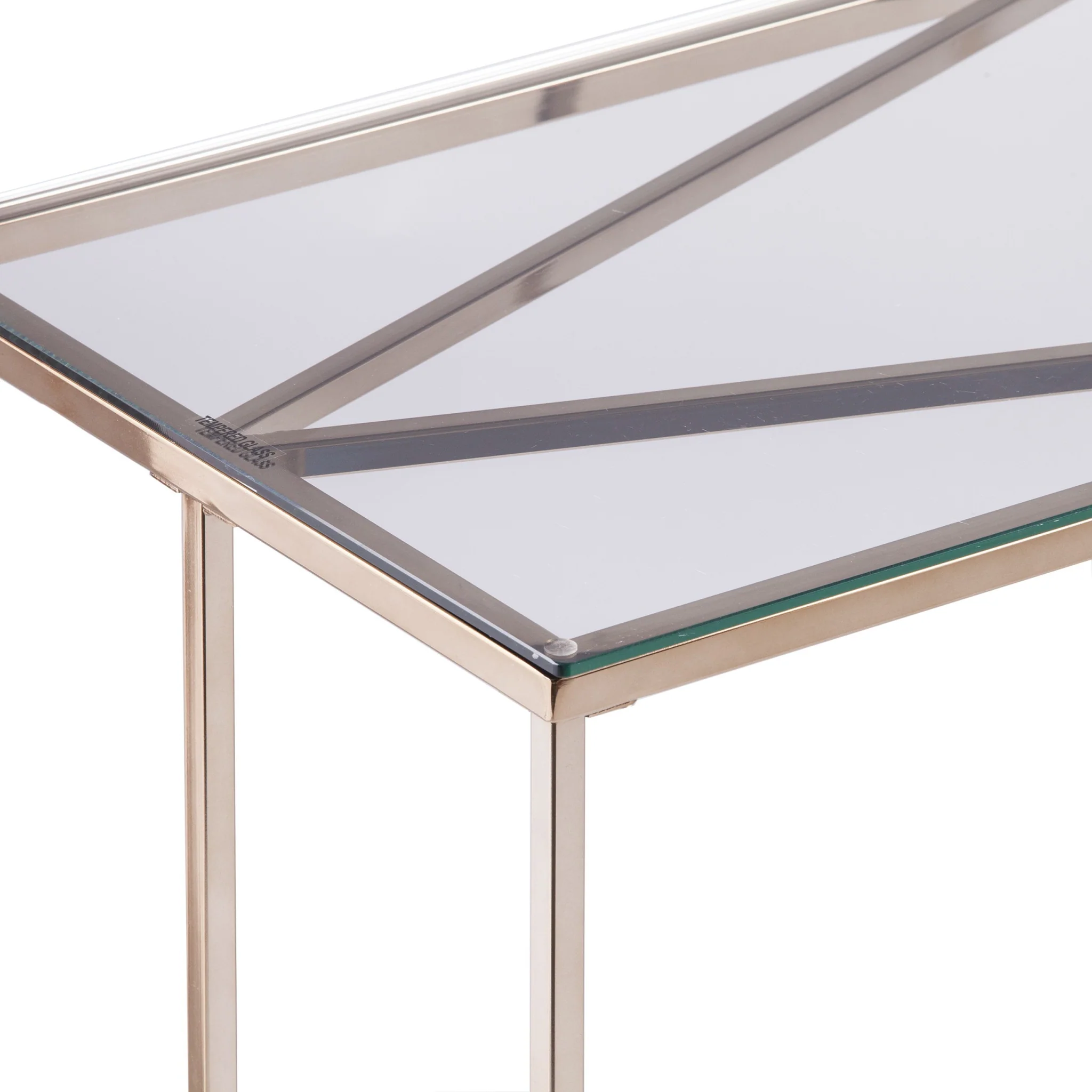 42" Clear and Gold Glass Frame Console Table By Homeroots - Image 7