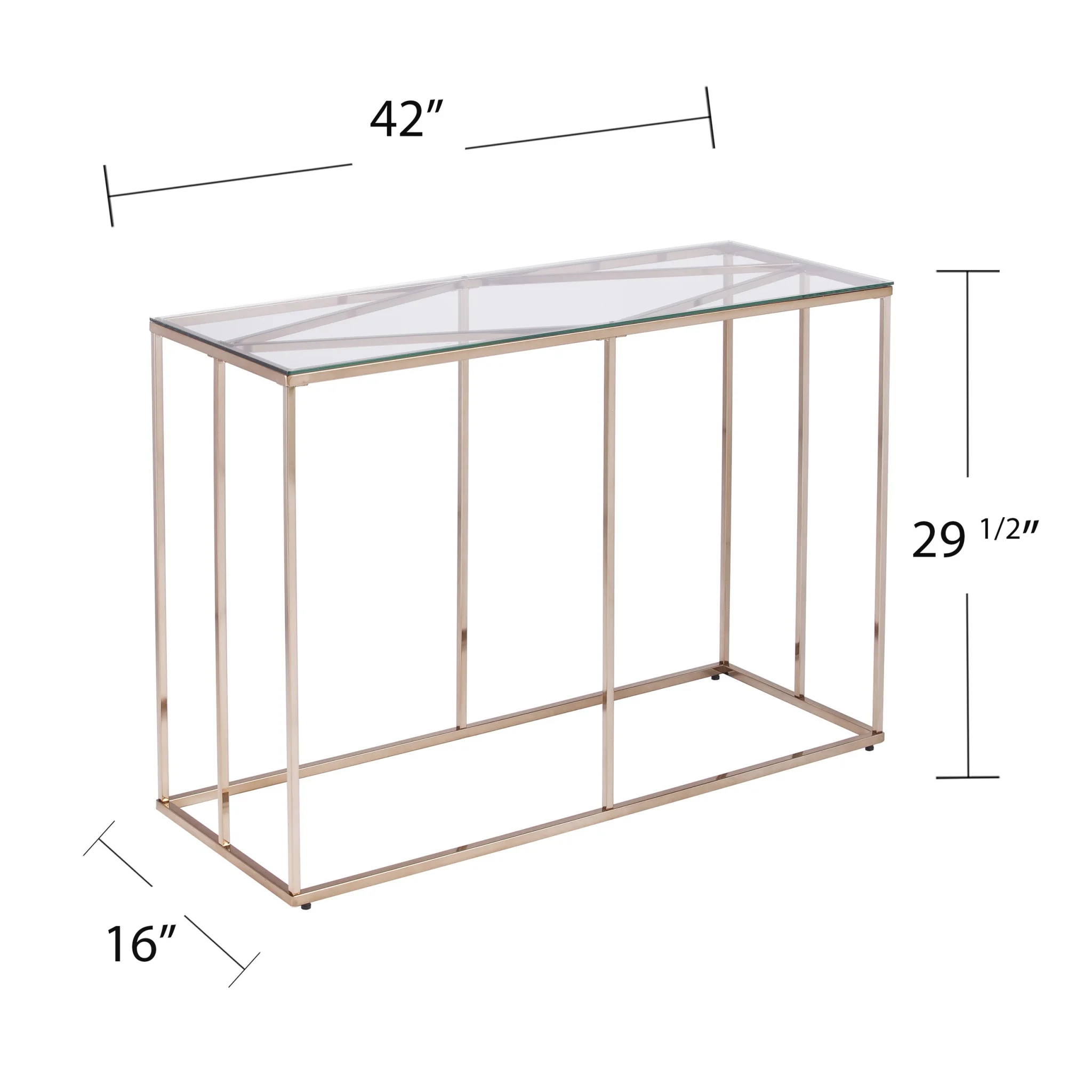 42" Clear and Gold Glass Frame Console Table By Homeroots - Image 9
