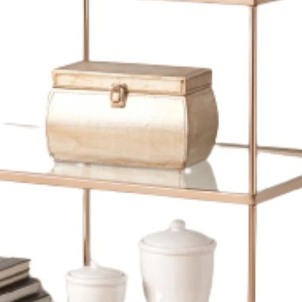 42" Clear and Gold Glass Mirrored Floor Shelf Console Table With Storage By Homeroots - Image 5