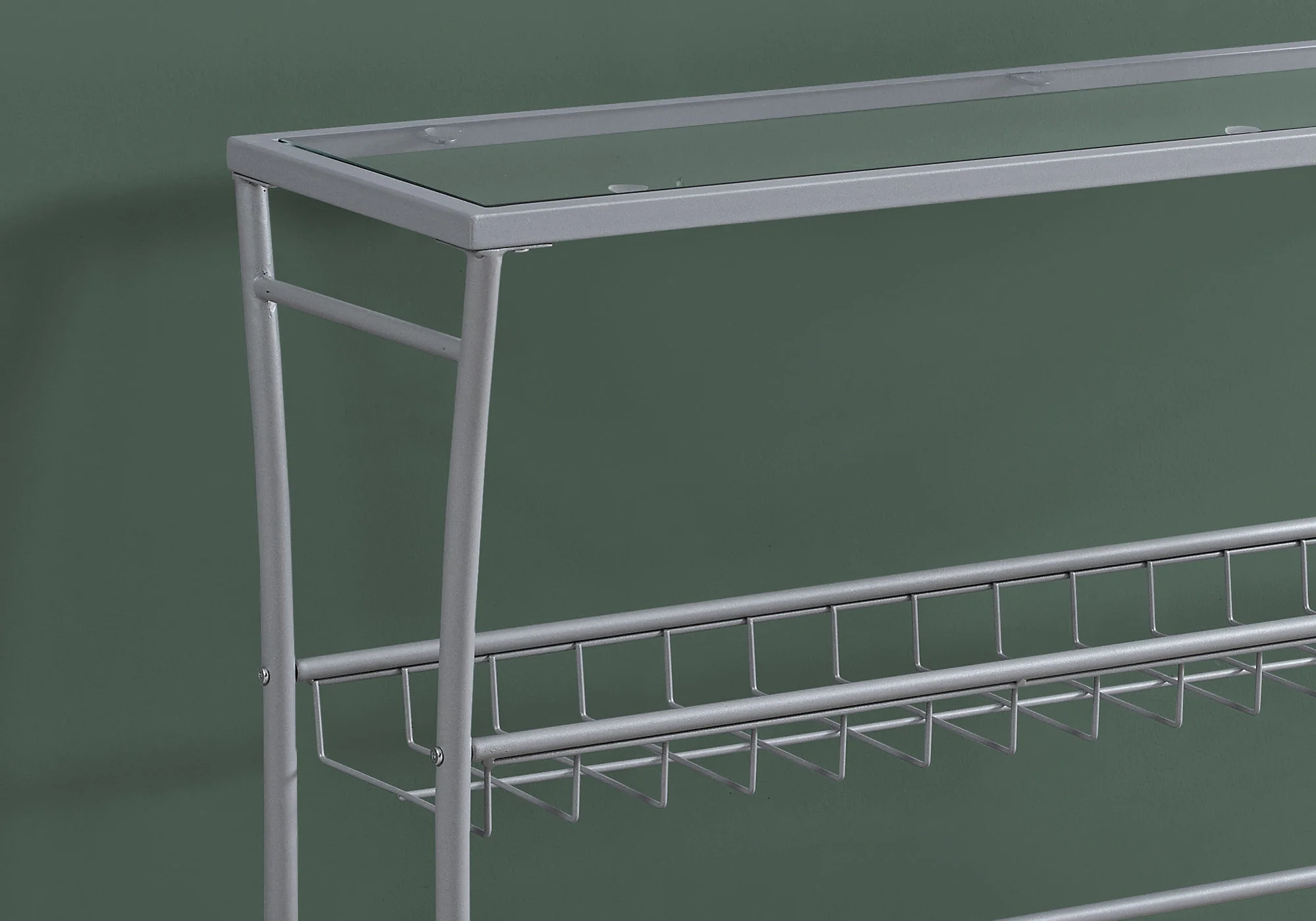 42" Clear And Silver Glass Console Table With Storage By Homeroots - Image 2