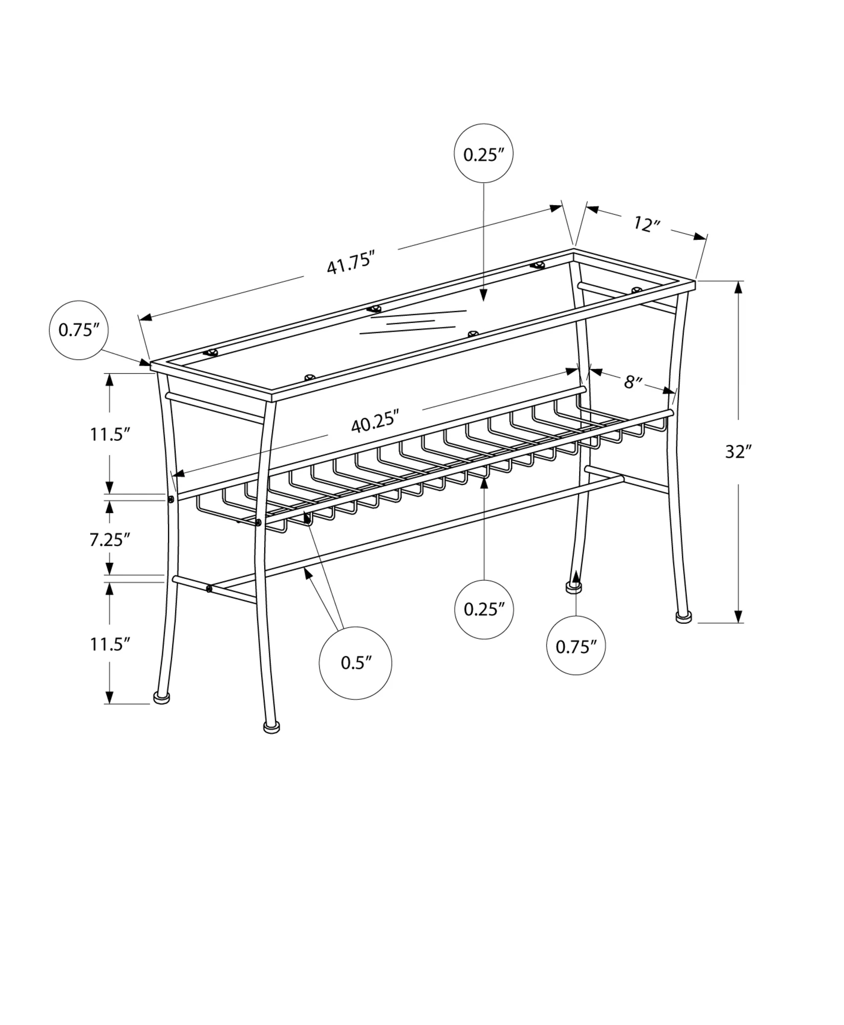 42" Clear And Silver Glass Console Table With Storage By Homeroots - Image 3