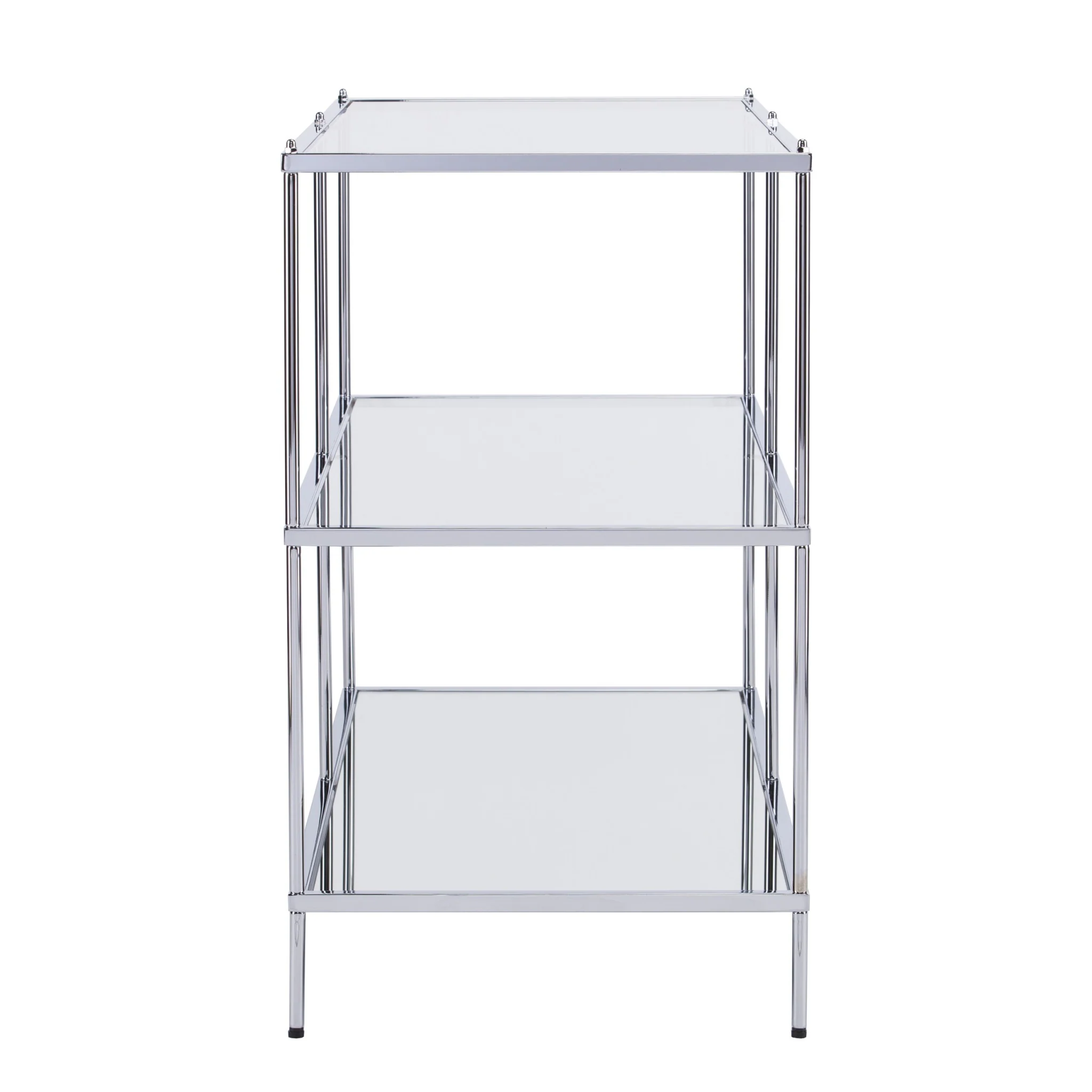 42" Clear and Silver Glass Mirrored Floor Shelf Console Table With Storage By Homeroots - Image 3