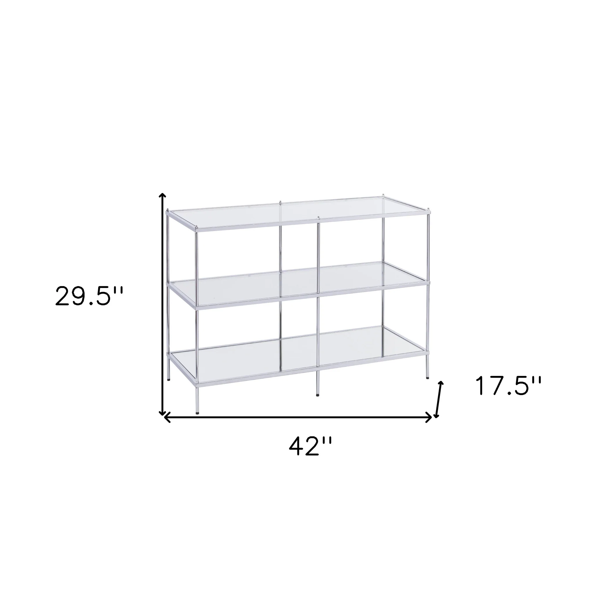 42" Clear and Silver Glass Mirrored Floor Shelf Console Table With Storage By Homeroots - Image 9