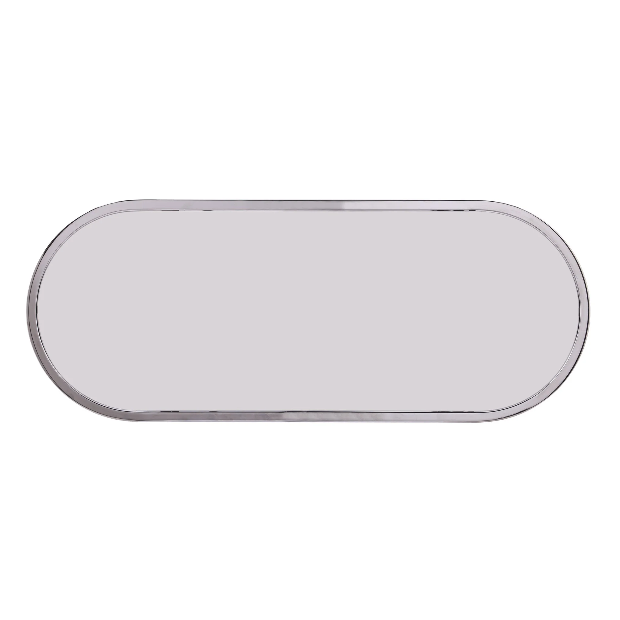 42" Clear and Silver Mirrored Glass Oval Frame Console Table With Storage By Homeroots - Image 2