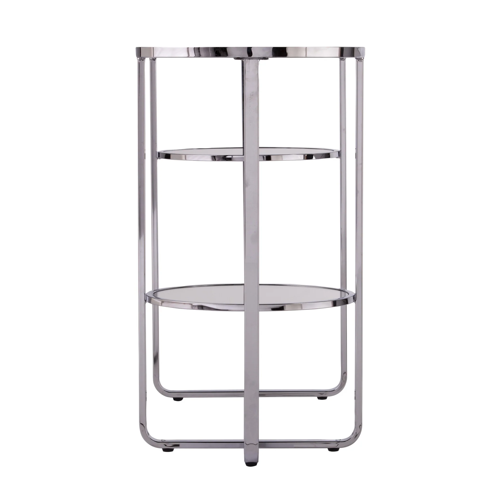 42" Clear and Silver Mirrored Glass Oval Frame Console Table With Storage By Homeroots - Image 3