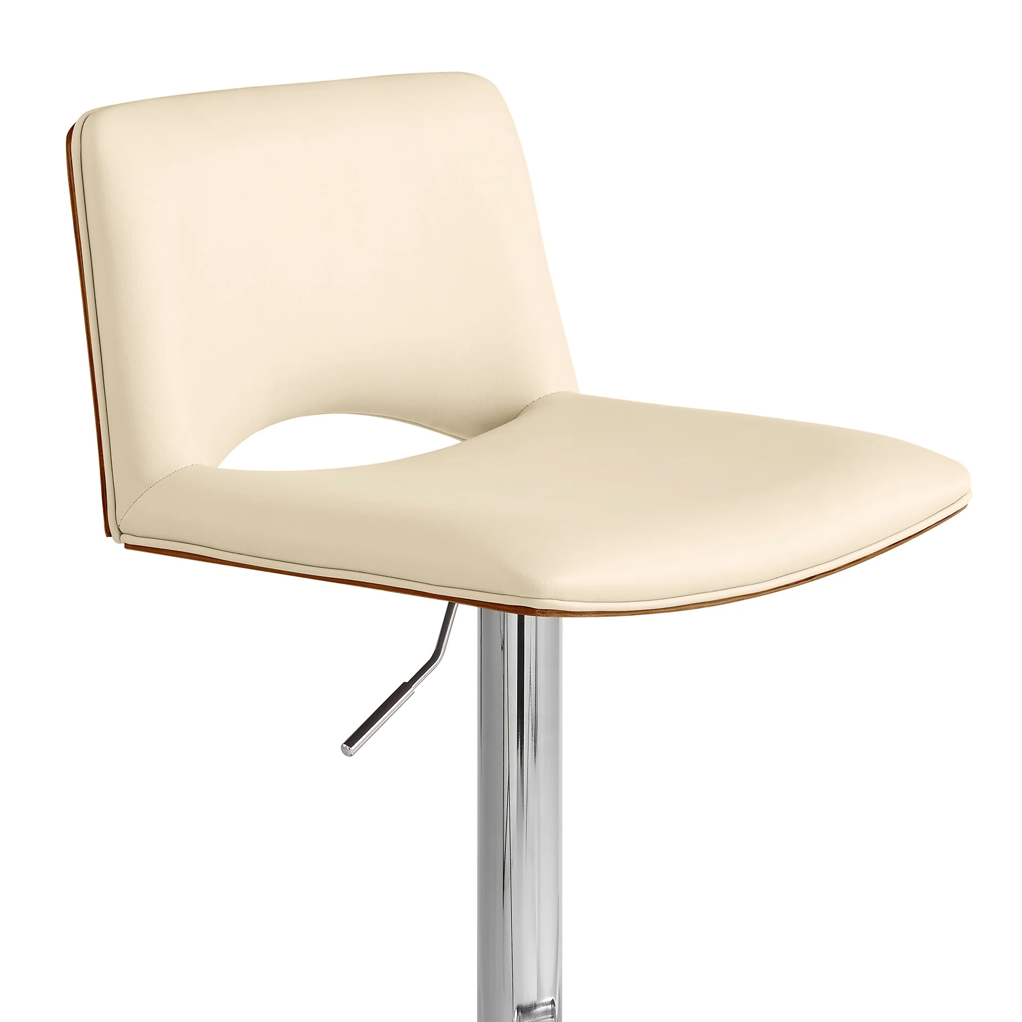 42" Cream Faux Leather And Manufactured Wood Swivel Low Back Adjustable Height Bar Chair By Homeroots - Image 7