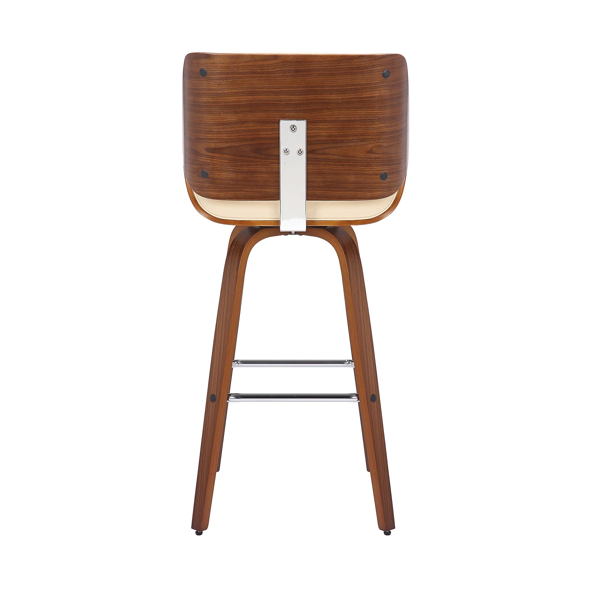 42" Cream Faux Leather And Solid Wood Swivel Bar Height Chair By Homeroots - Image 5
