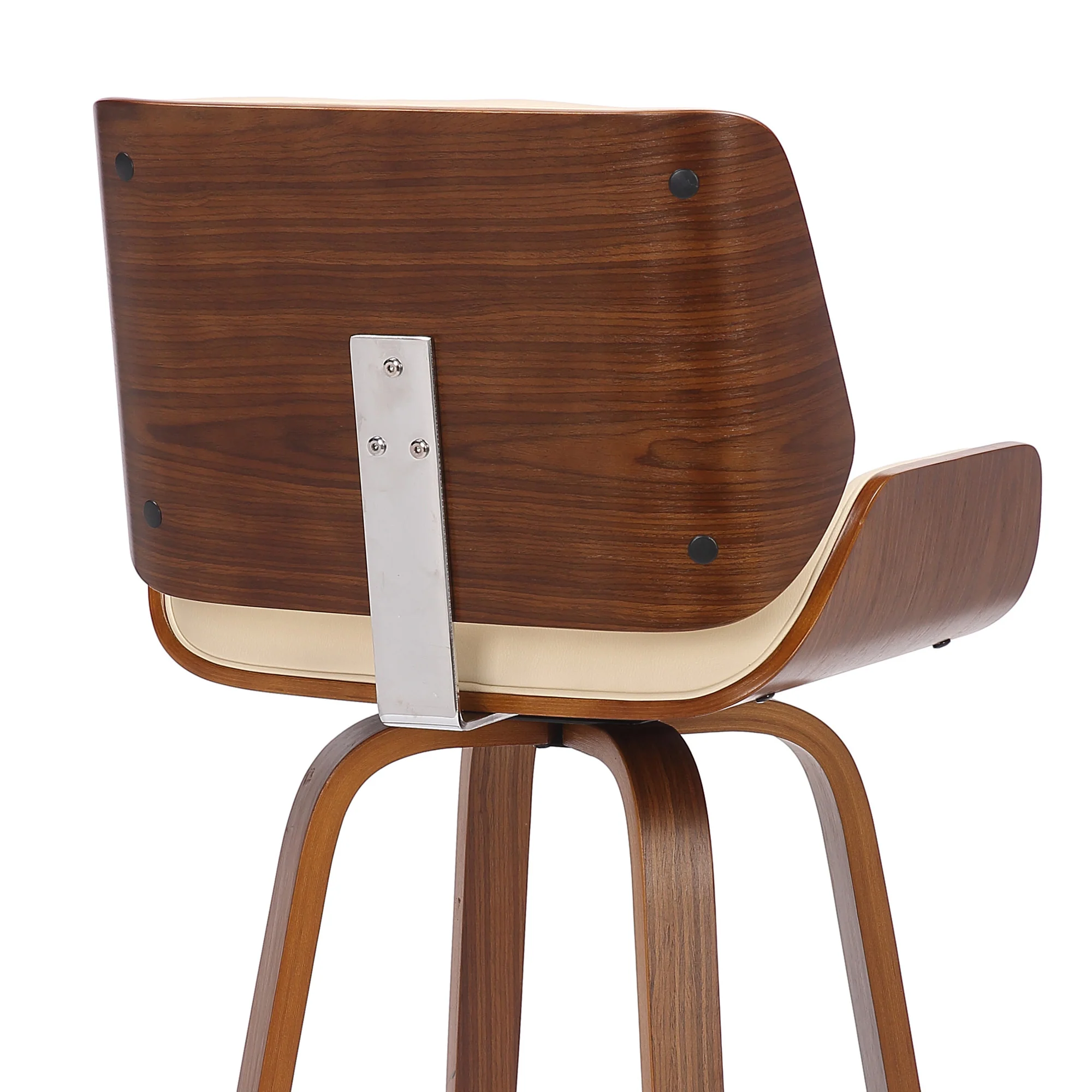42" Cream Faux Leather And Solid Wood Swivel Bar Height Chair By Homeroots - Image 8