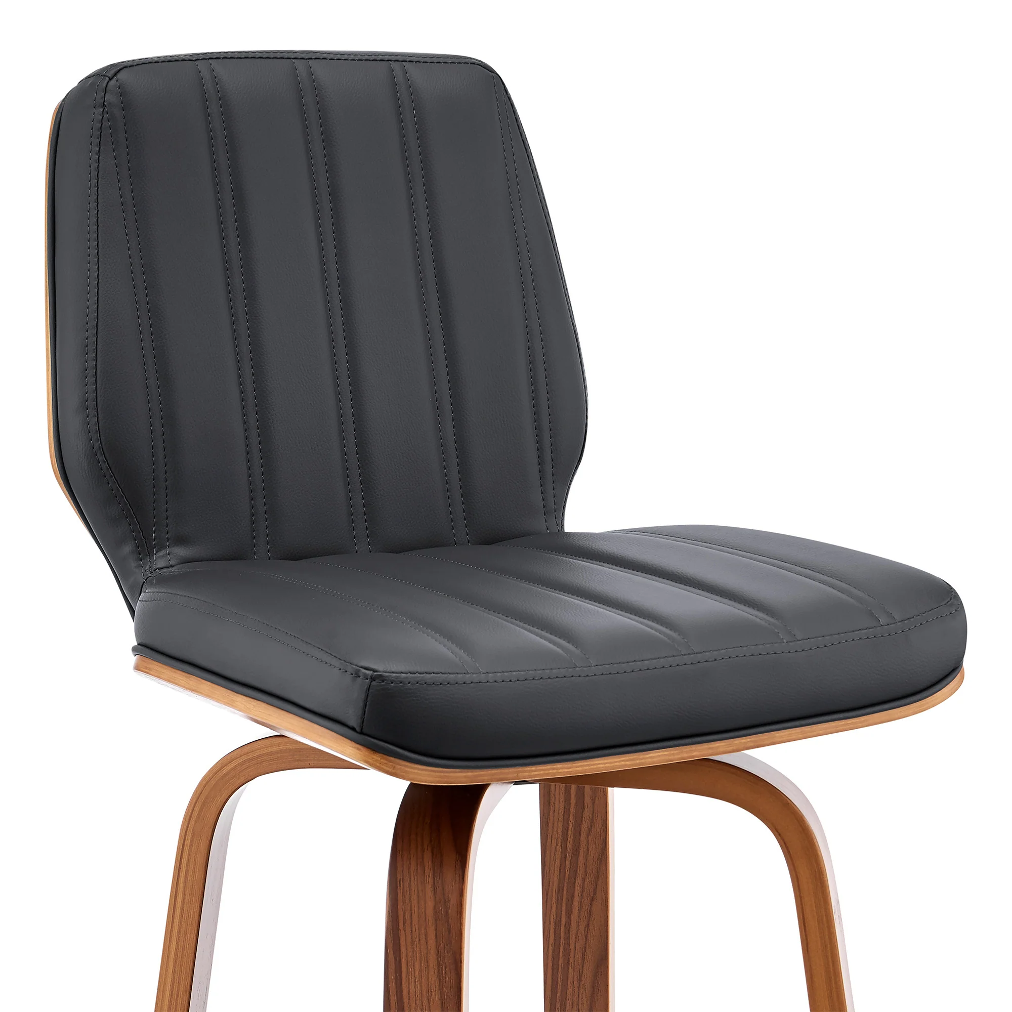 42" Dark Gray Faux Leather And Wood Swivel Bar Height Chair By Homeroots - Image 7