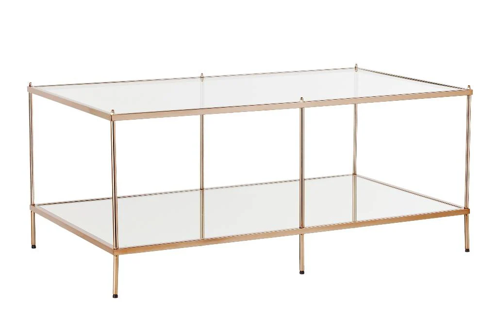 42" Gold Glass And Metal Rectangular Mirrored Coffee Table By Homeroots - 402101 - Image 2