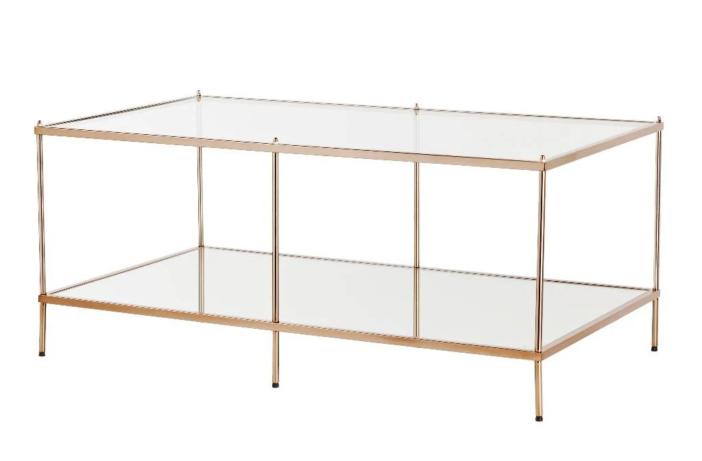 42" Gold Glass And Metal Rectangular Mirrored Coffee Table By Homeroots - 402101 - Image 3