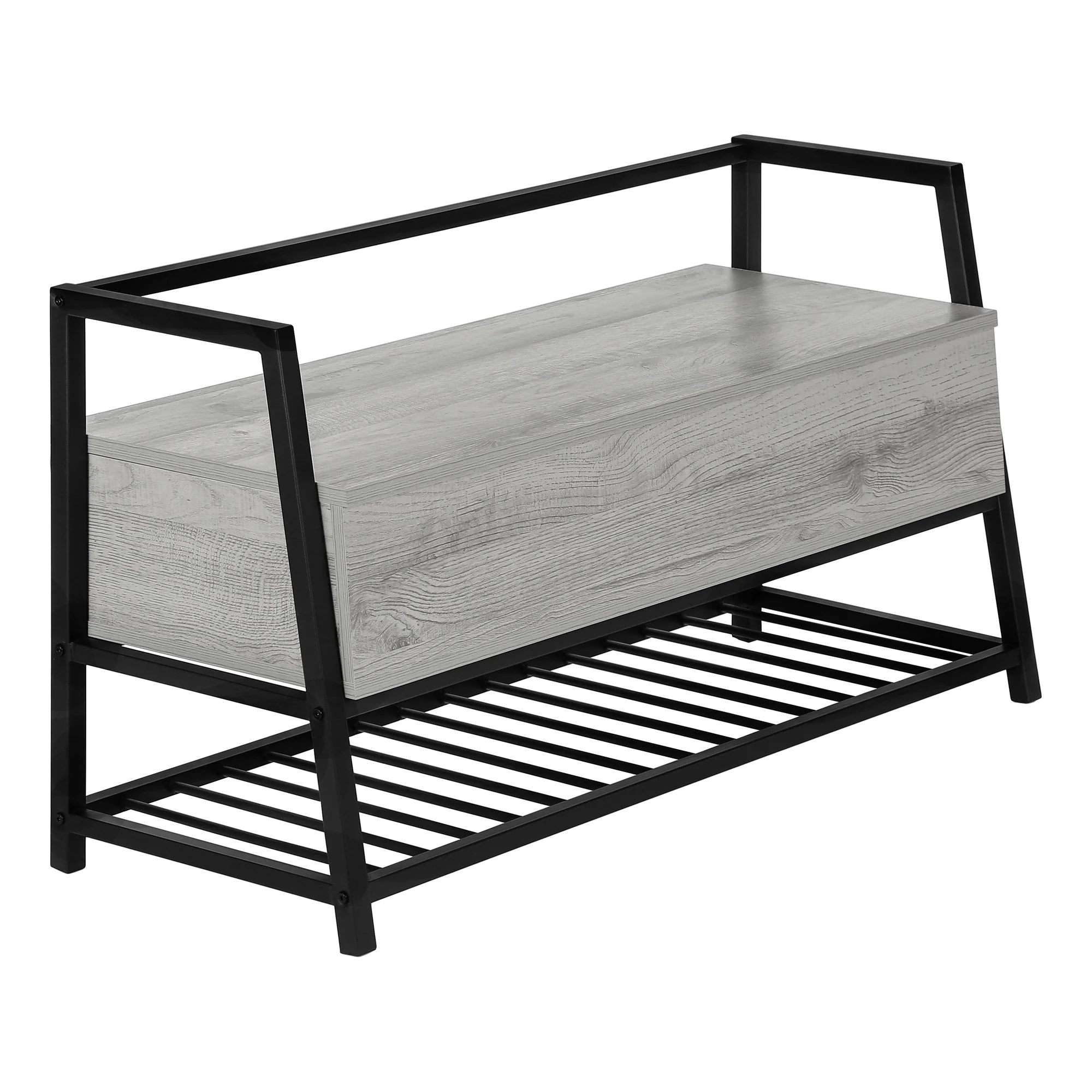 42" Gray And Black Bench With Flip top By Homeroots - Image 2