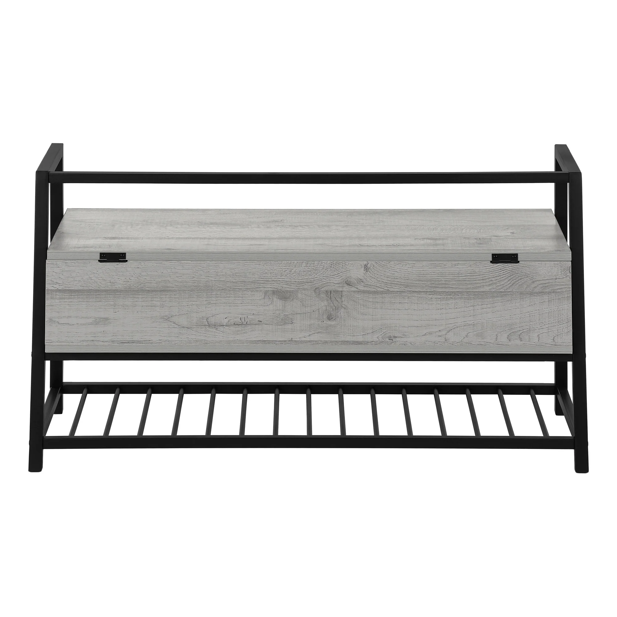 42" Gray And Black Bench With Flip top By Homeroots - Image 4