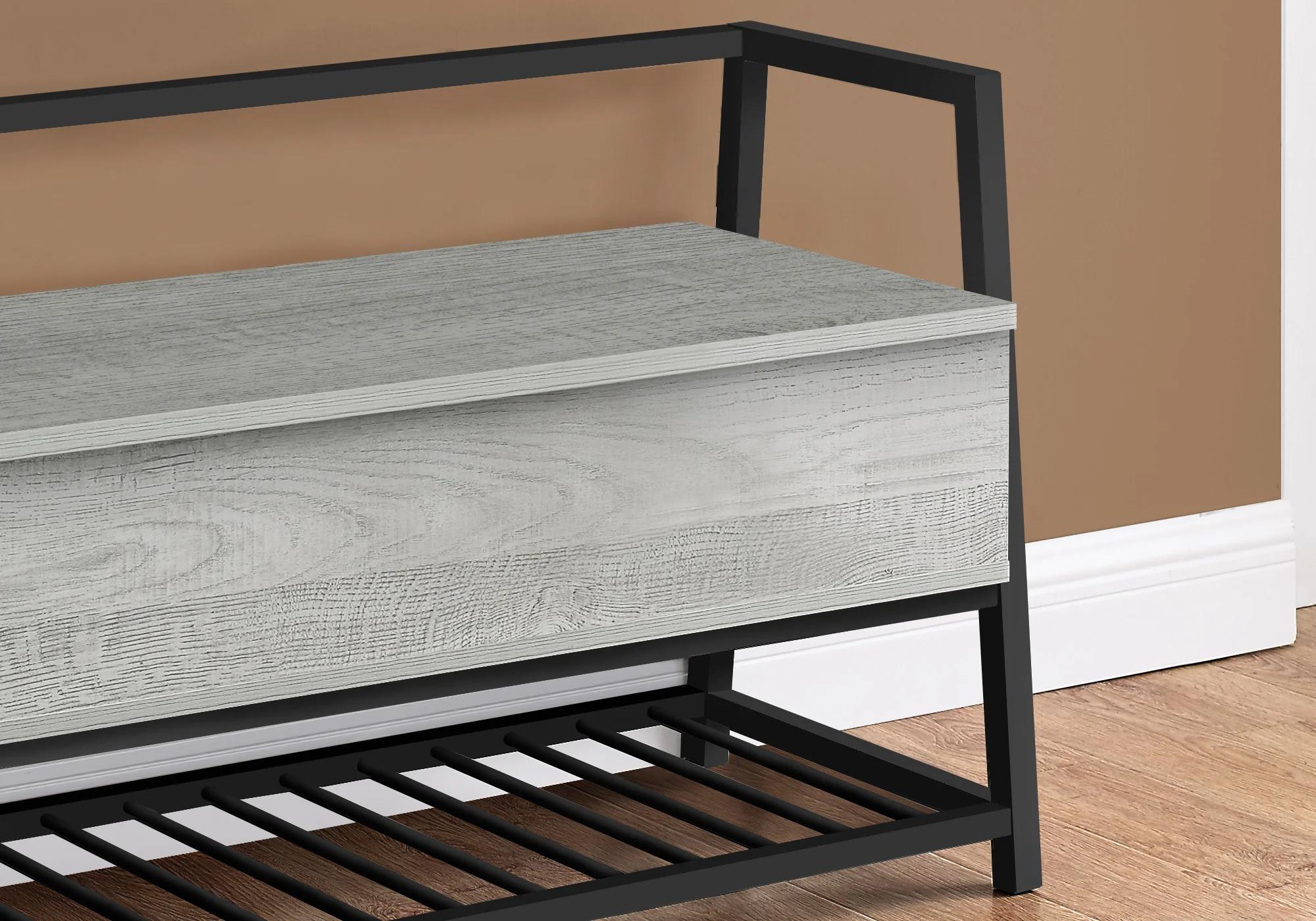 42" Gray And Black Bench With Flip top By Homeroots - Image 7