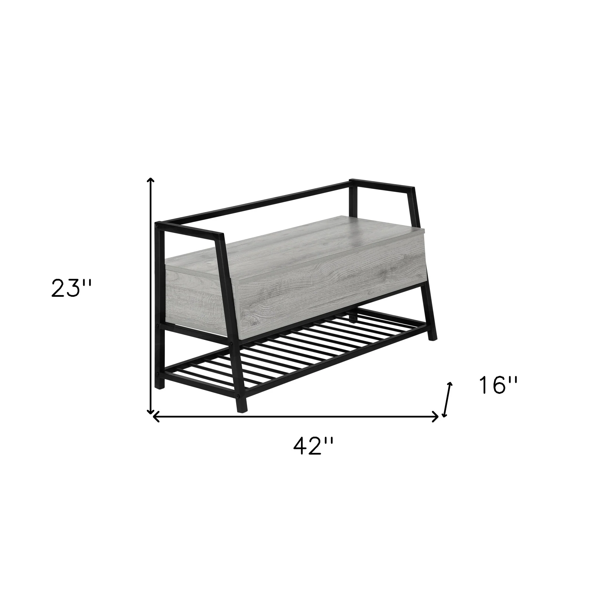 42" Gray And Black Bench With Flip top By Homeroots - Image 9