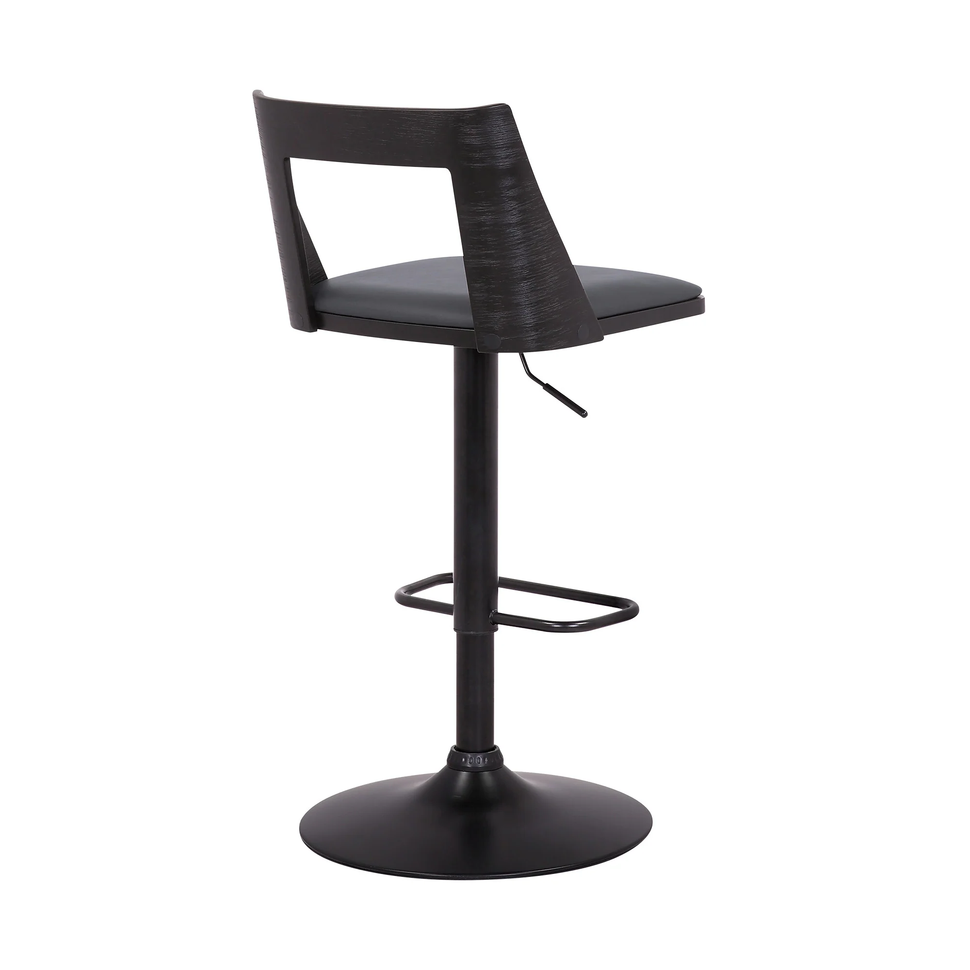 42" Gray And Black Faux Leather Swivel Adjustable Height Bar Chair With Footrest By Homeroots - Image 5