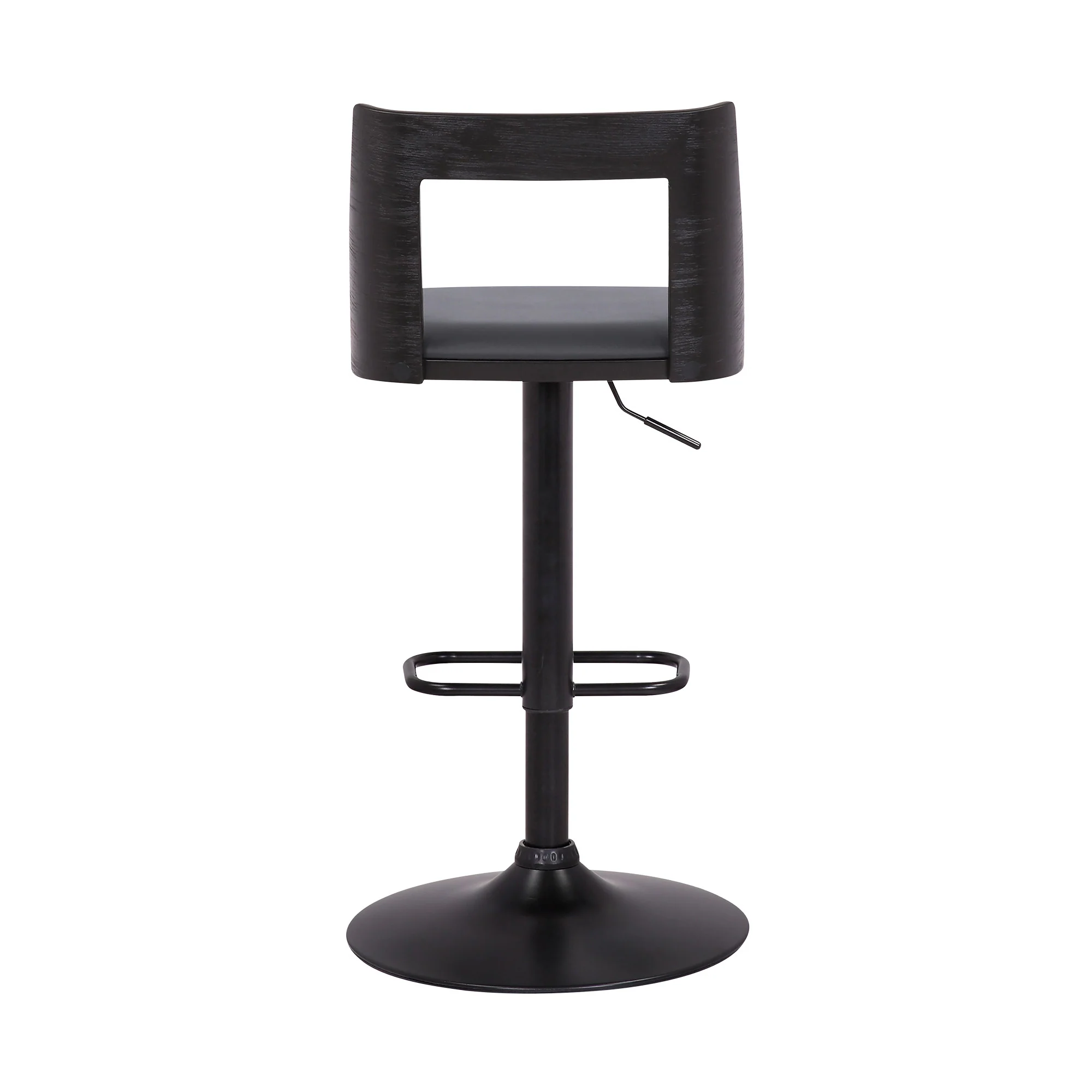 42" Gray And Black Faux Leather Swivel Adjustable Height Bar Chair With Footrest By Homeroots - Image 6