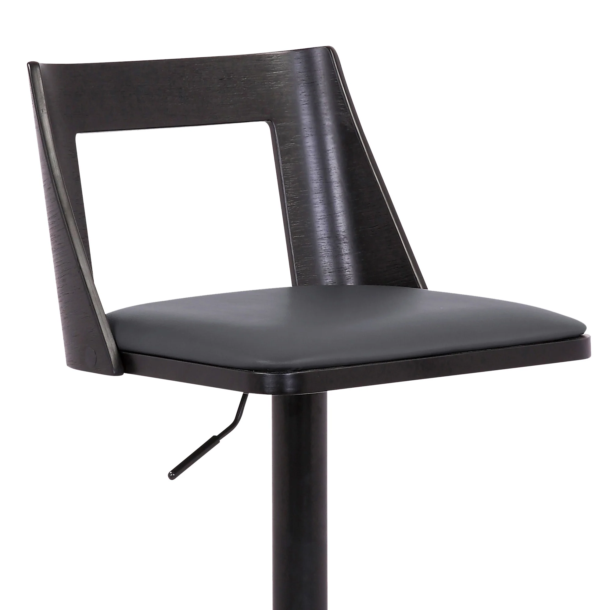 42" Gray And Black Faux Leather Swivel Adjustable Height Bar Chair With Footrest By Homeroots - Image 7