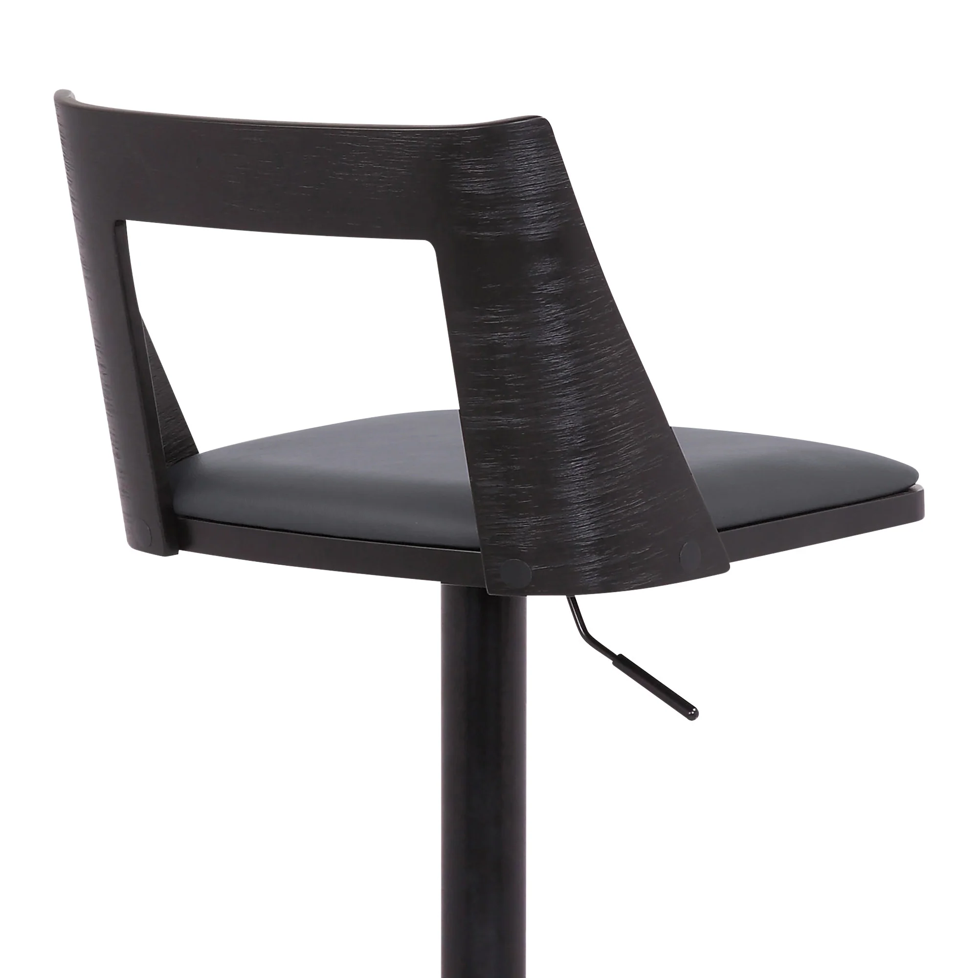 42" Gray And Black Faux Leather Swivel Adjustable Height Bar Chair With Footrest By Homeroots - Image 8