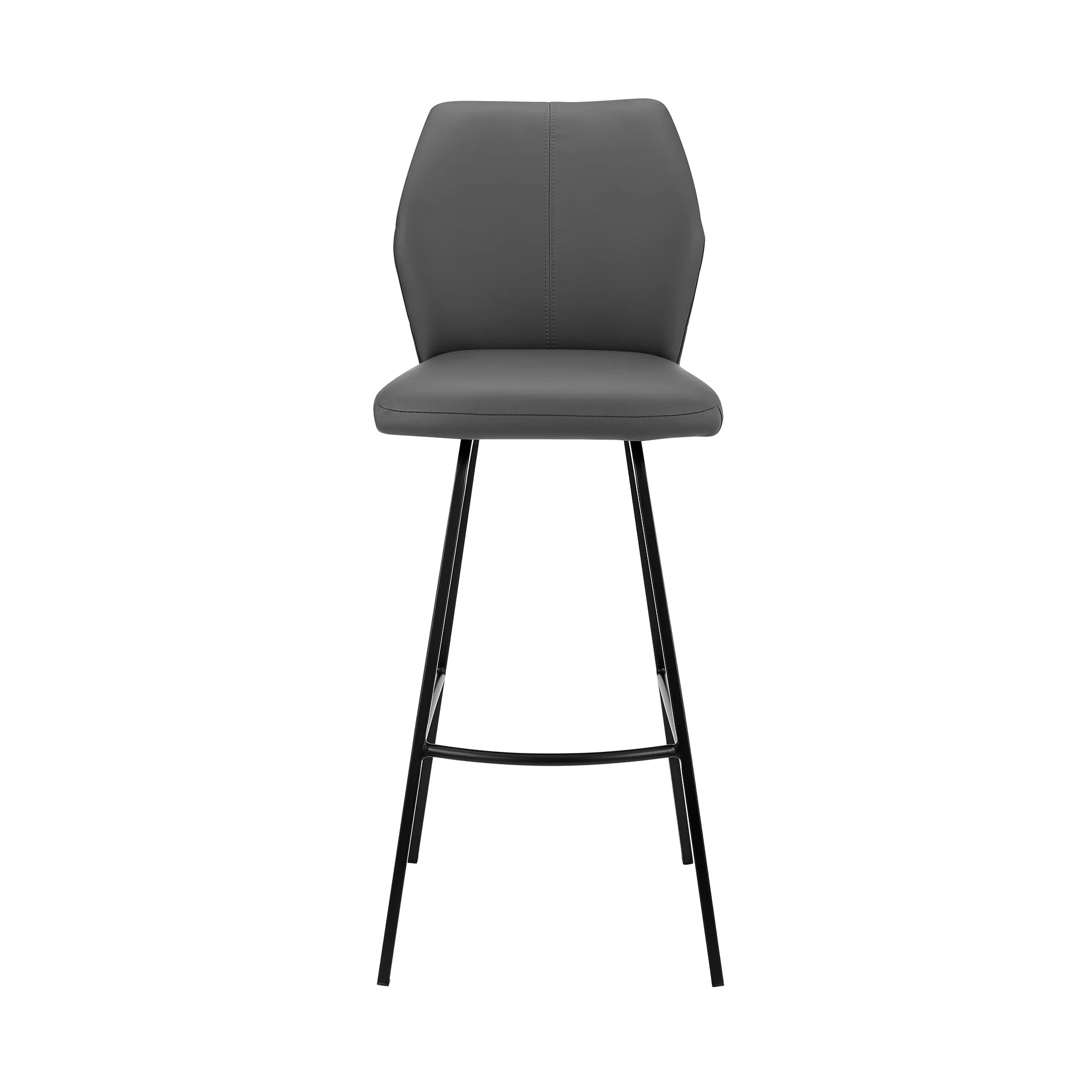 42" Gray Faux Leather And Iron Bar Height Chair By Homeroots - Image 2