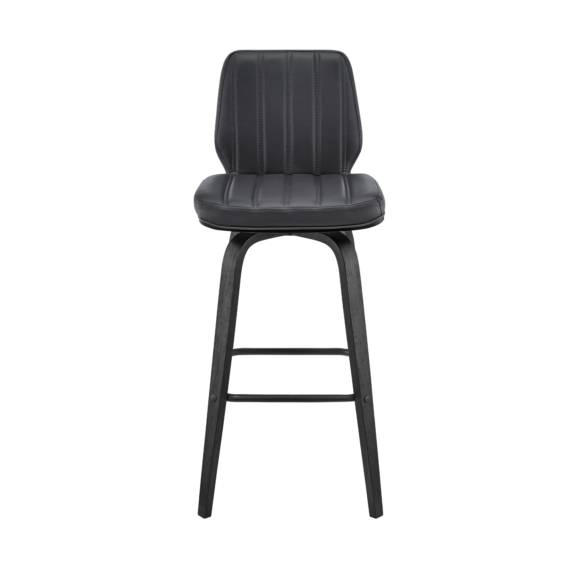 42" Gray Faux Leather And Iron Swivel Bar Height Chair By Homeroots - Image 3