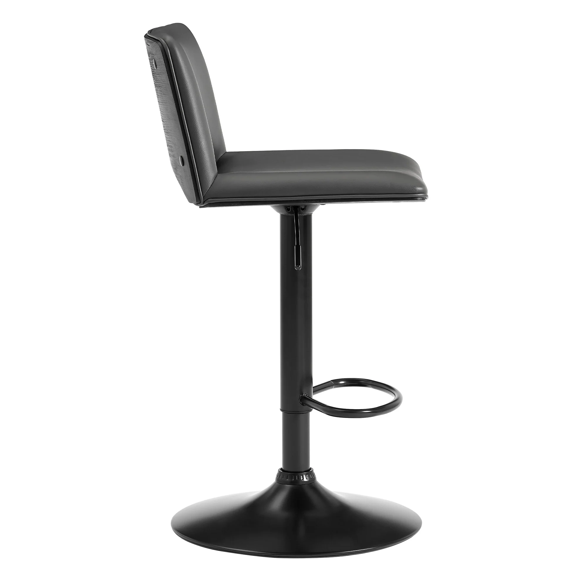 42" Gray Faux Leather And Iron Swivel Low Back Adjustable Height Bar Chair By Homeroots - Image 3