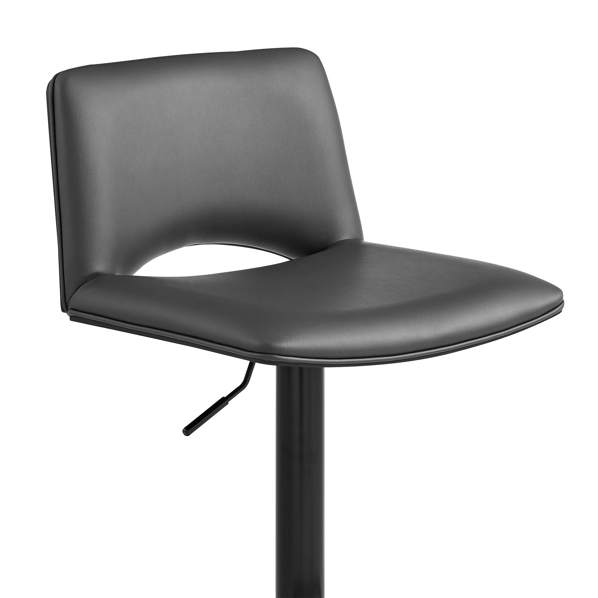 42" Gray Faux Leather And Iron Swivel Low Back Adjustable Height Bar Chair By Homeroots - Image 7