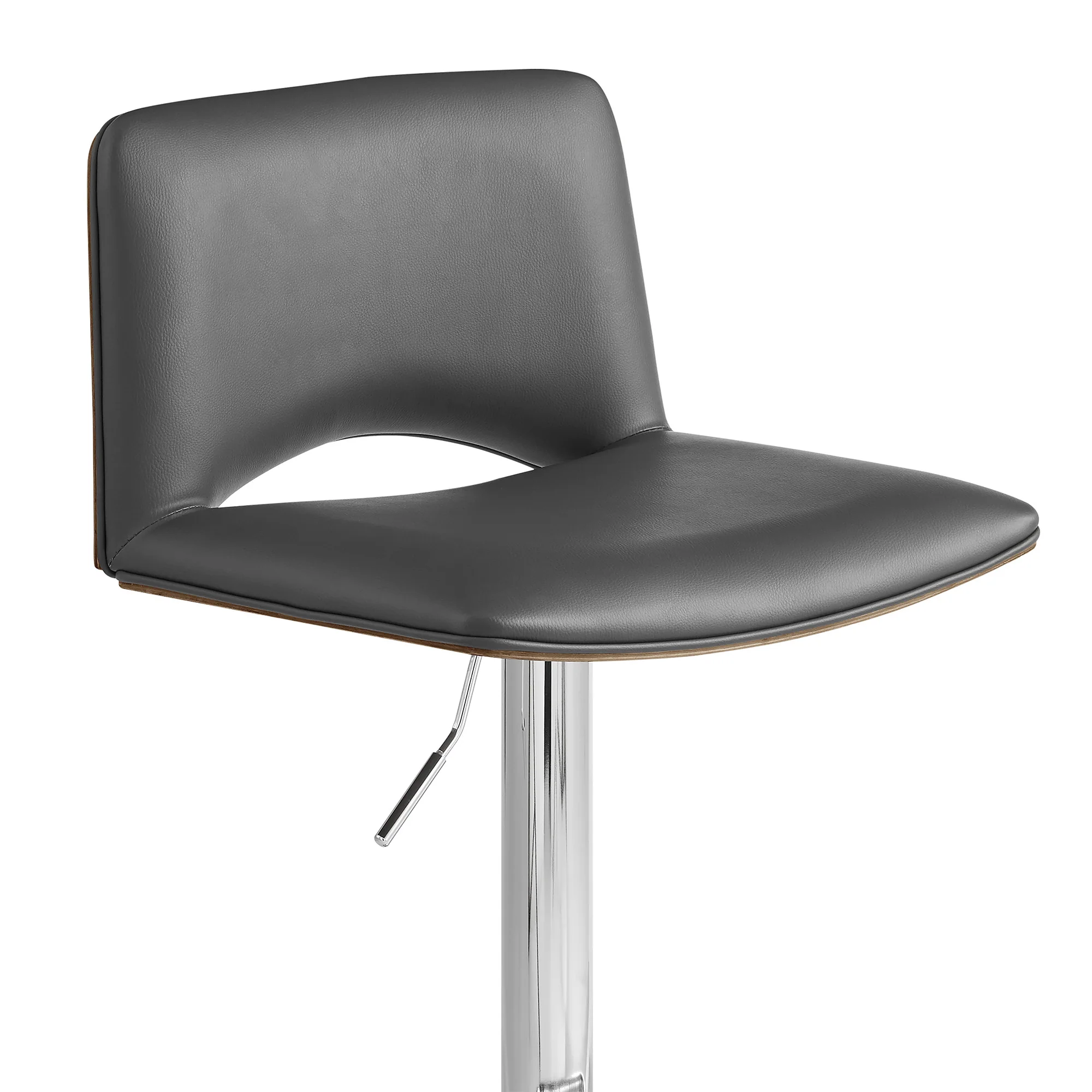 42" Gray Faux Leather And Manufactured Wood Swivel Low Back Adjustable Height Bar Chair By Homeroots - Image 7