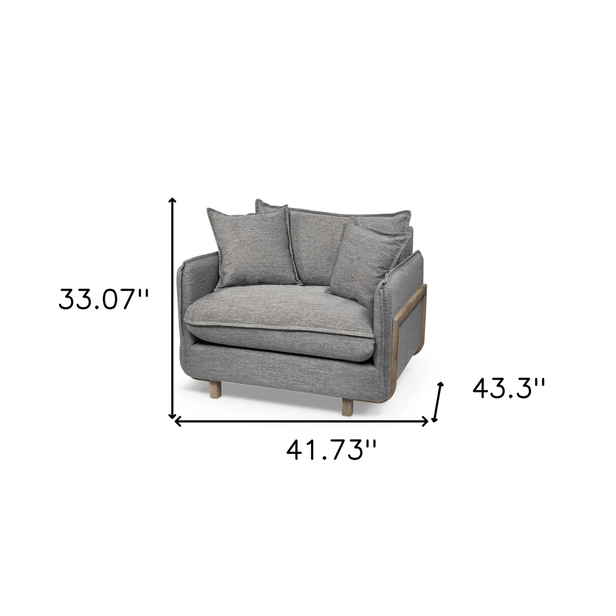 42" Gray Linen Arm Chair By Homeroots - Image 5
