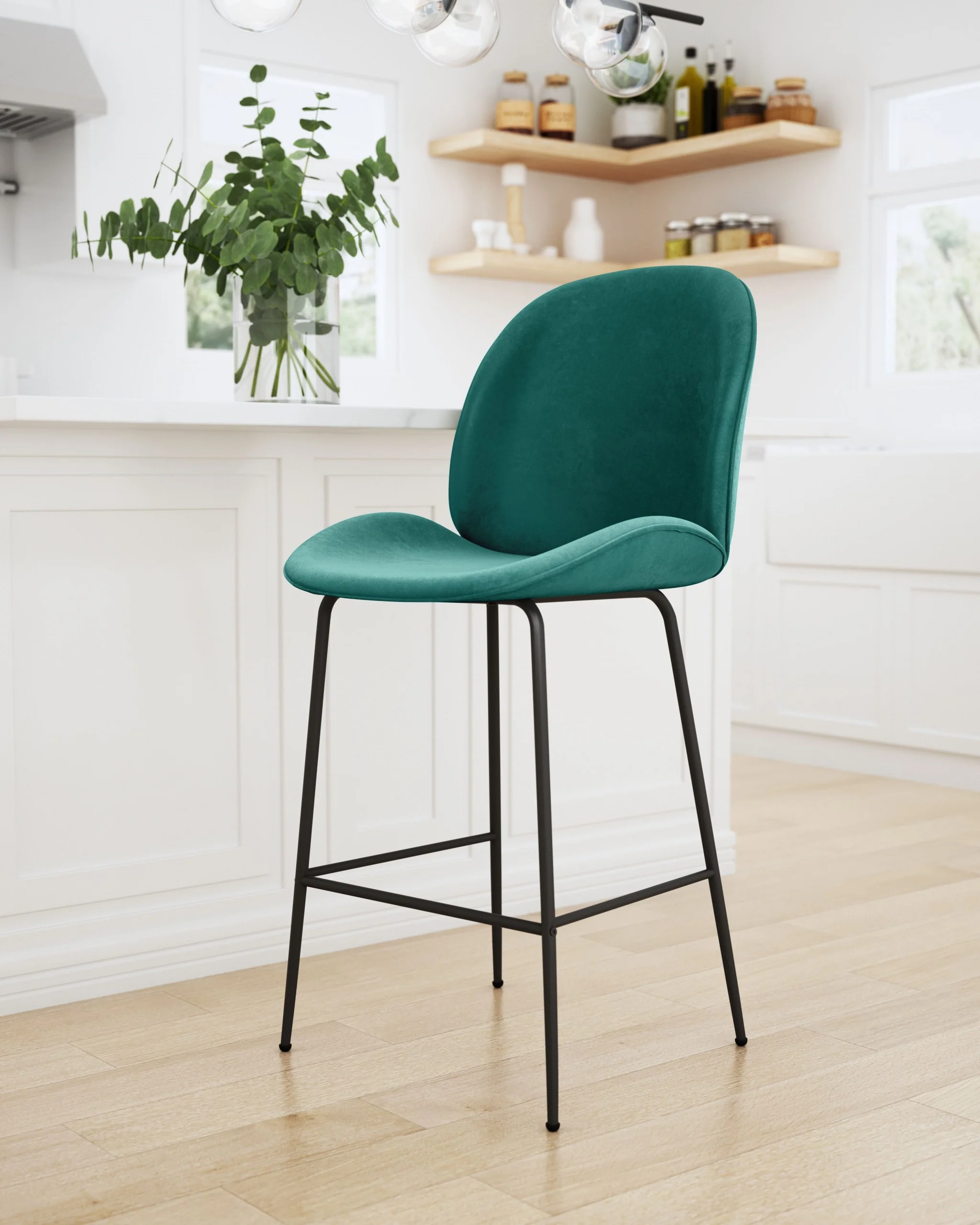 42" Green And Black Steel Low Back Counter Height Bar Chair With Footrest By Homeroots - Image 6