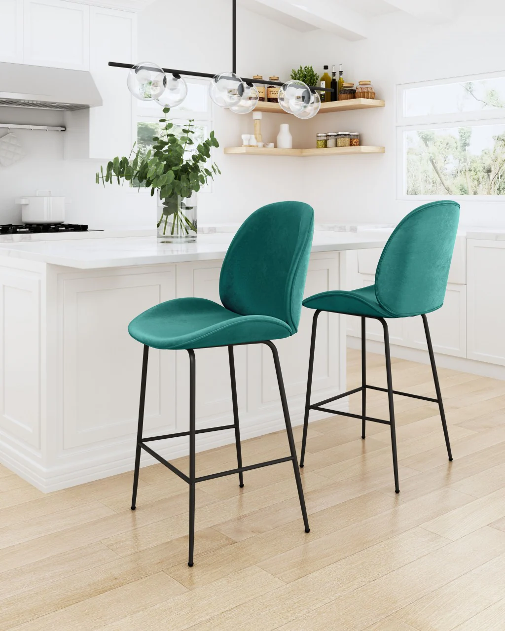 42" Green And Black Steel Low Back Counter Height Bar Chair With Footrest By Homeroots - Image 7